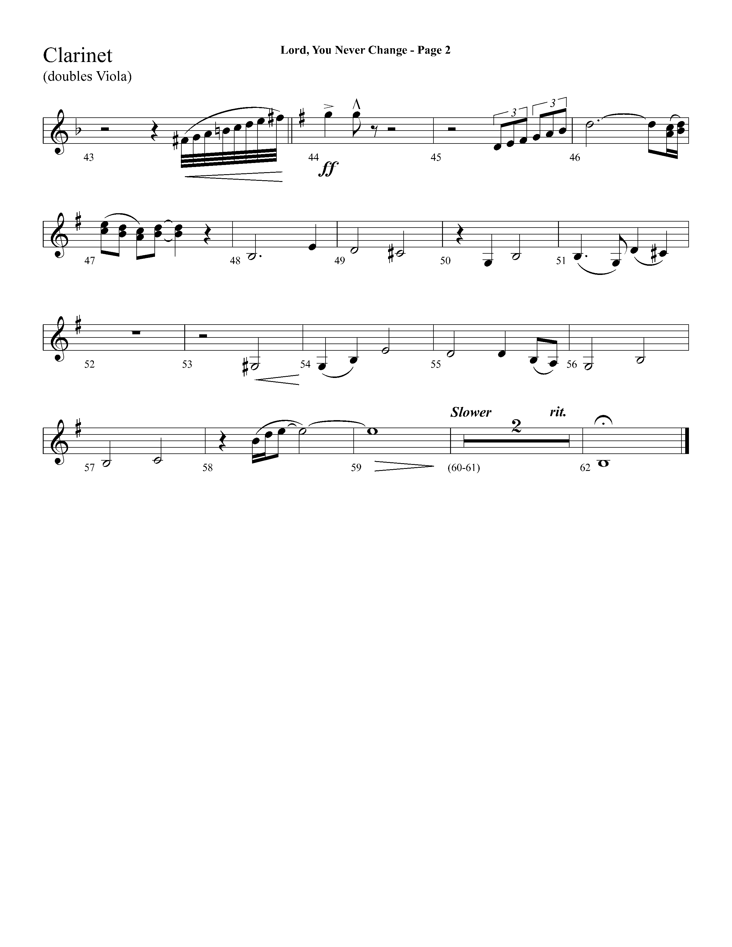 Lord You Never Change (Choral Anthem SATB) Clarinet (Lifeway Choral / Arr. Dave Williamson)