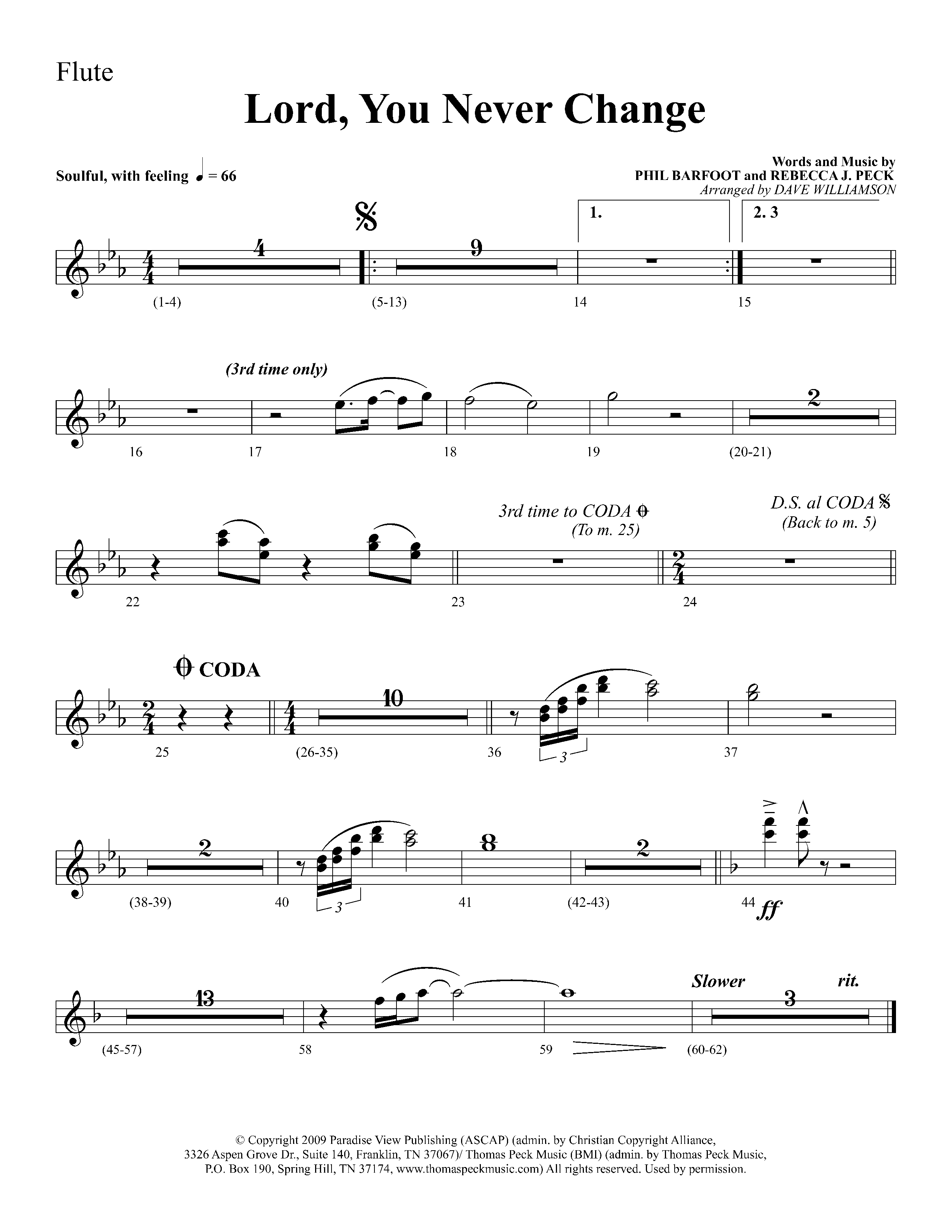 Lord You Never Change (Choral Anthem SATB) Flute (Lifeway Choral / Arr. Dave Williamson)