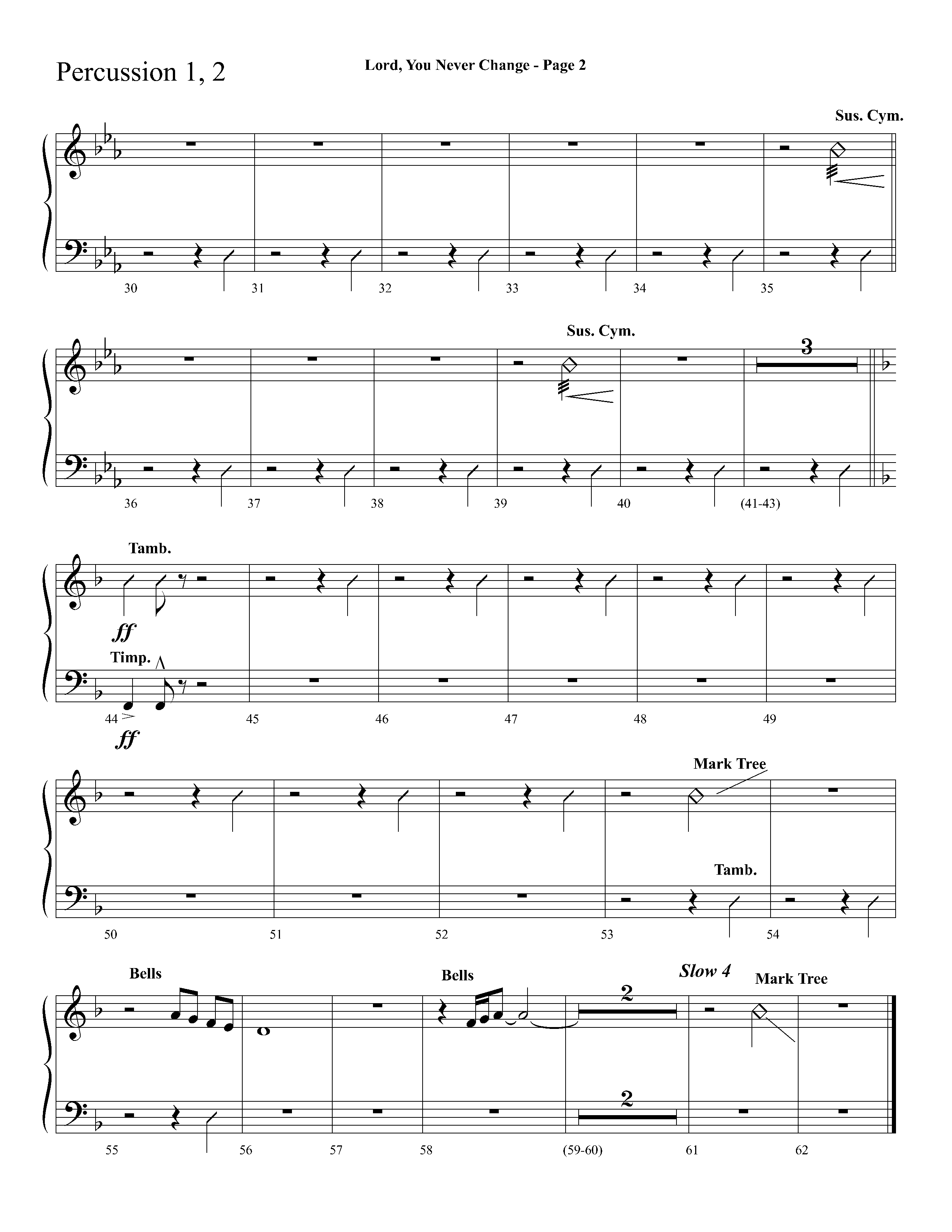 Lord You Never Change (Choral Anthem SATB) Percussion 1/2 (Lifeway Choral / Arr. Dave Williamson)