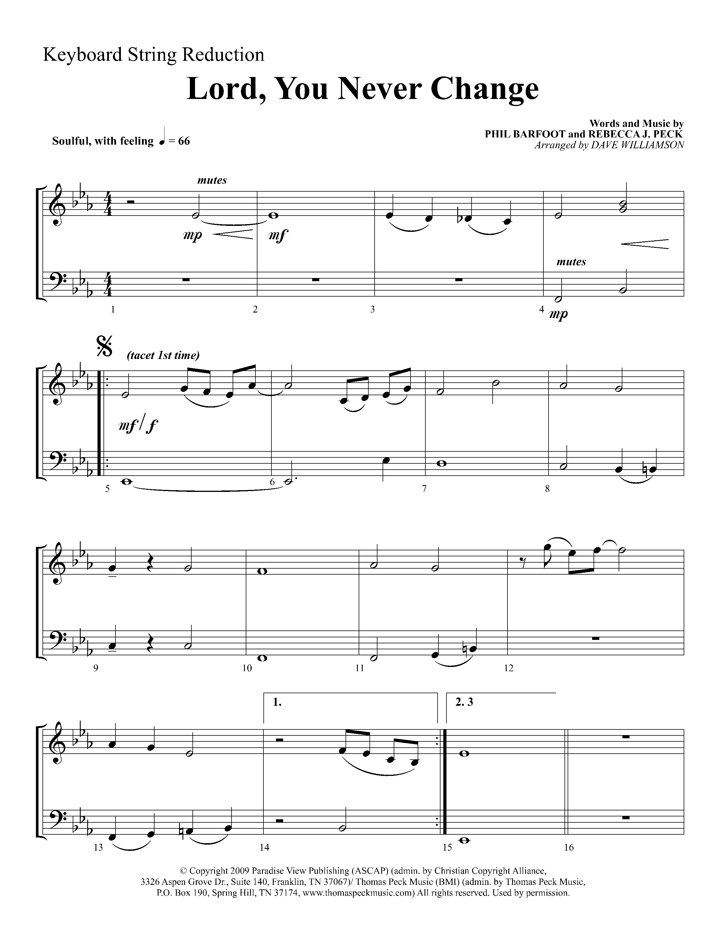 Lord You Never Change (Choral Anthem SATB) String Reduction (Lifeway Choral / Arr. Dave Williamson)