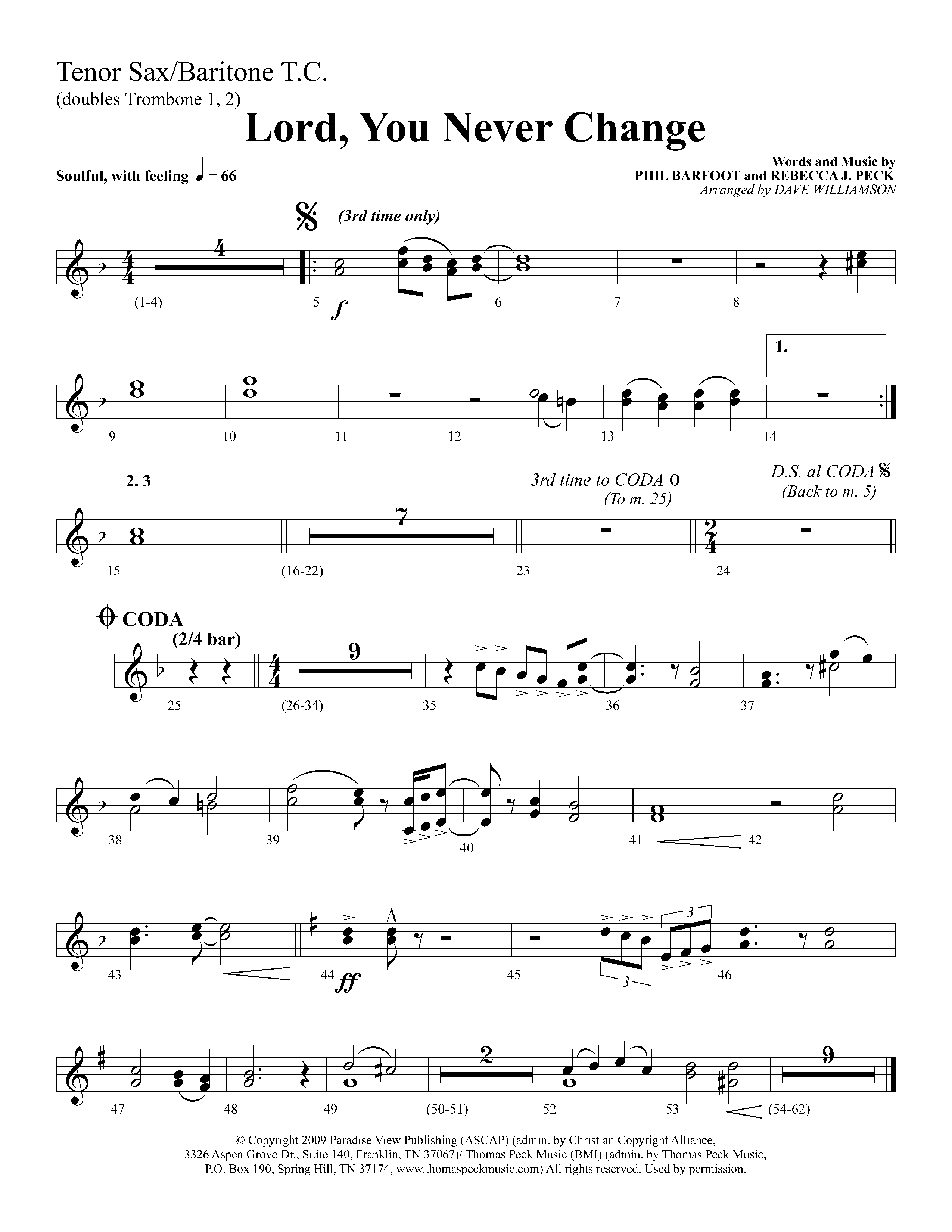 Lord You Never Change (Choral Anthem SATB) Tenor Sax/Baritone T.C. (Lifeway Choral / Arr. Dave Williamson)