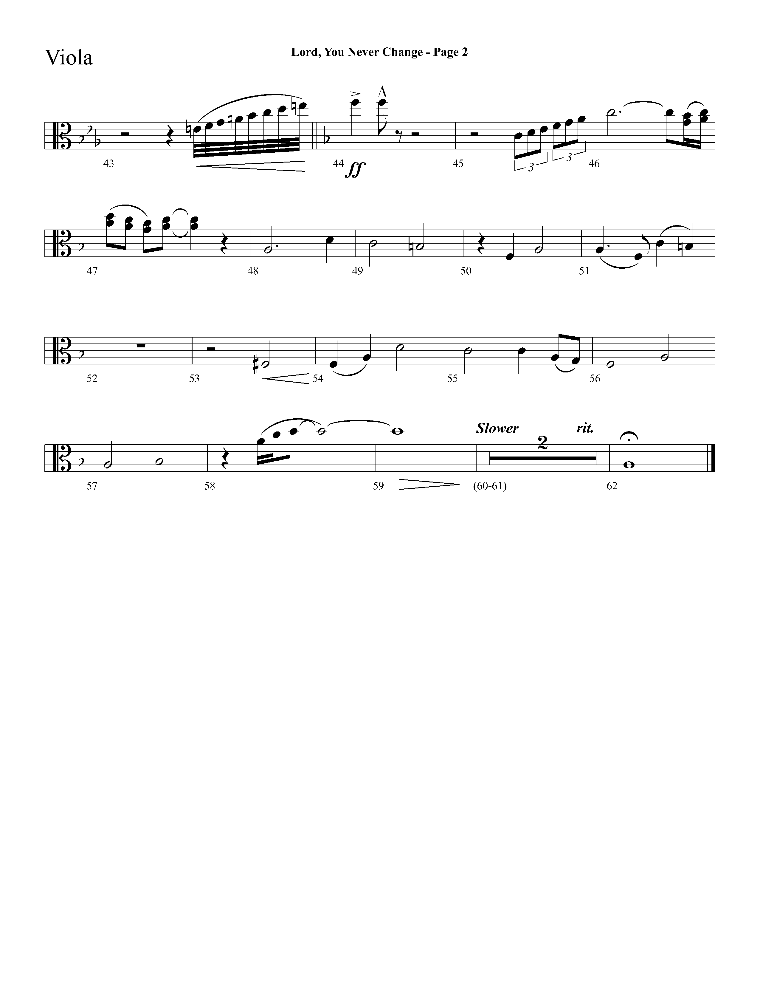 Lord You Never Change (Choral Anthem SATB) Viola (Lifeway Choral / Arr. Dave Williamson)