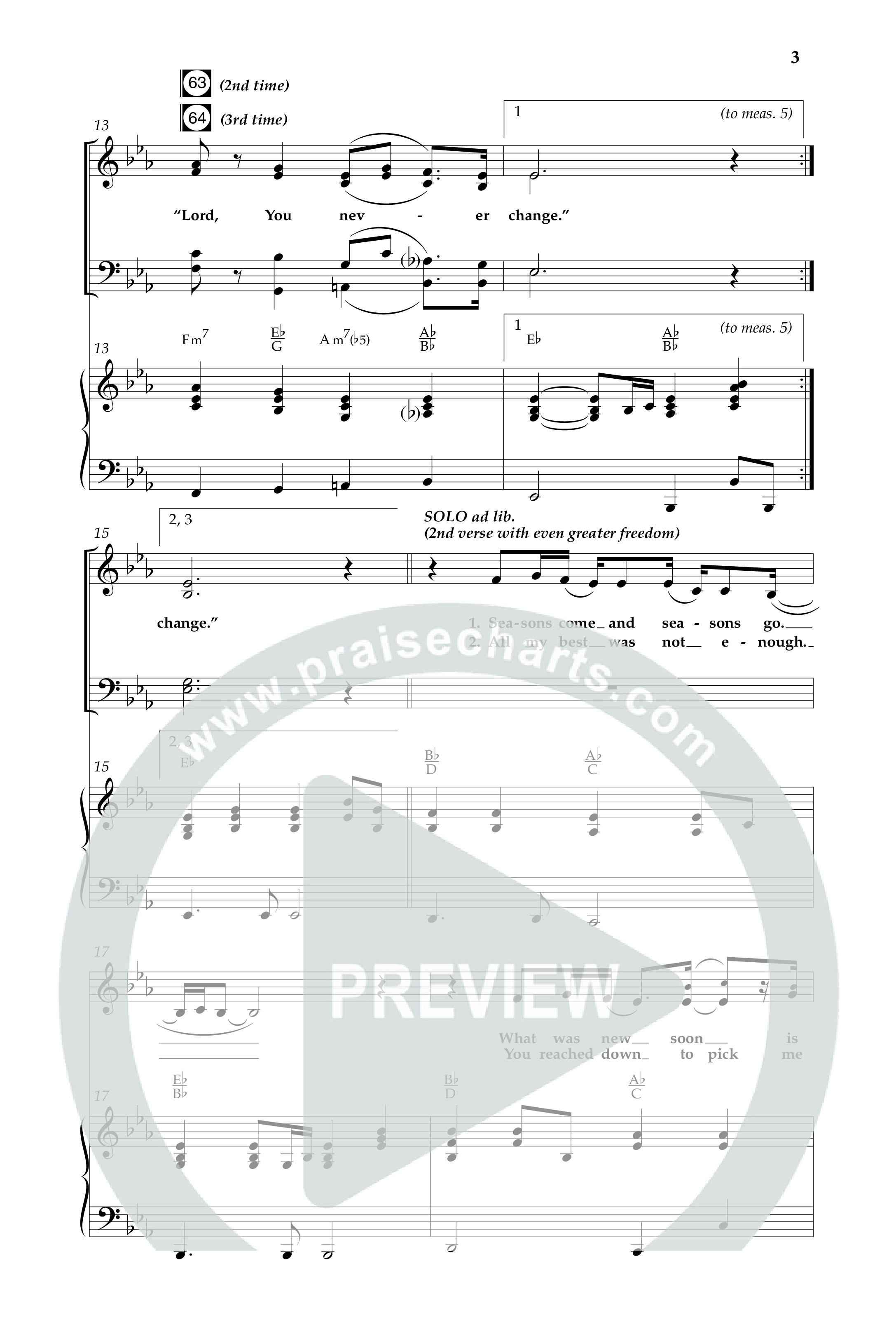 Lord You Never Change (Choral Anthem SATB) Anthem (SATB/Piano) (Lifeway Choral / Arr. Dave Williamson)