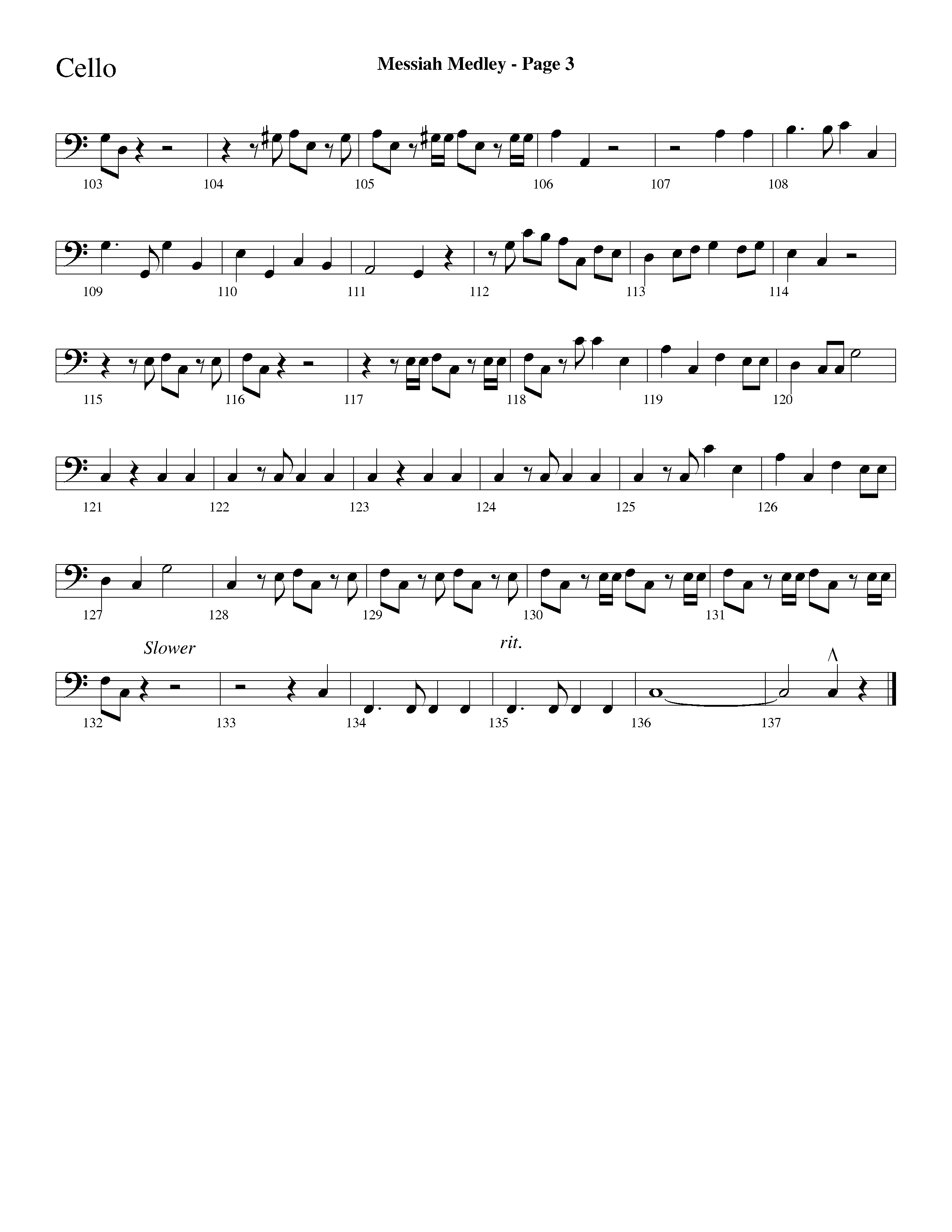 Messiah Medley (with Worthy Is The Lamb, Hallelujah Chorus) (Choral Anthem SATB) Cello (Lifeway Choral / Arr. Dave Williamson)