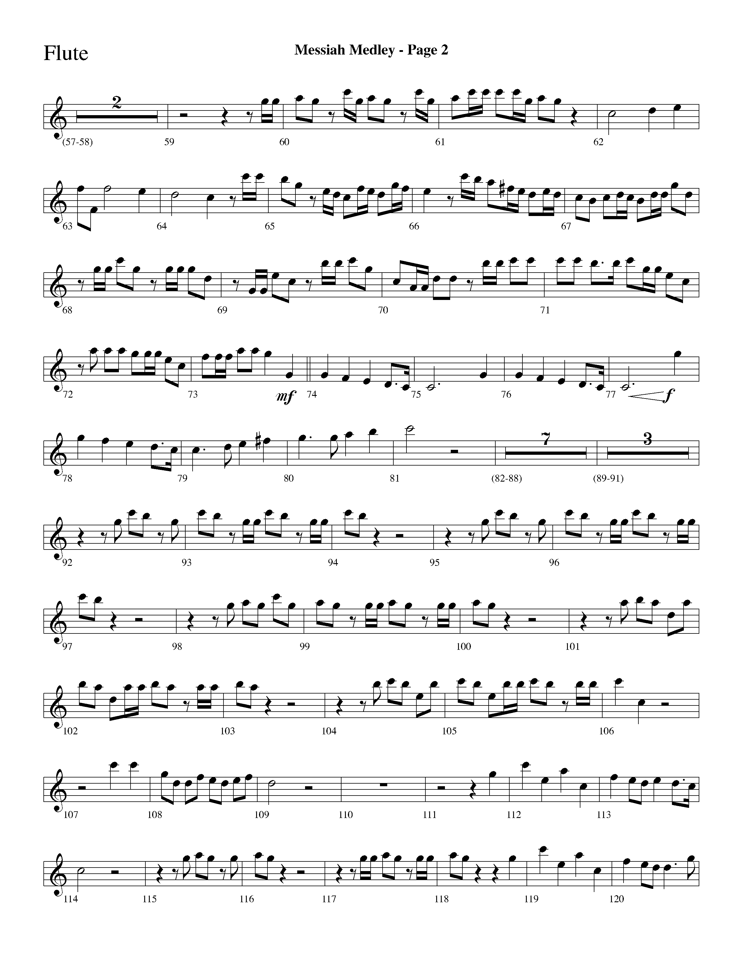 Messiah Medley (with Worthy Is The Lamb, Hallelujah Chorus) (Choral Anthem SATB) Flute (Lifeway Choral / Arr. Dave Williamson)