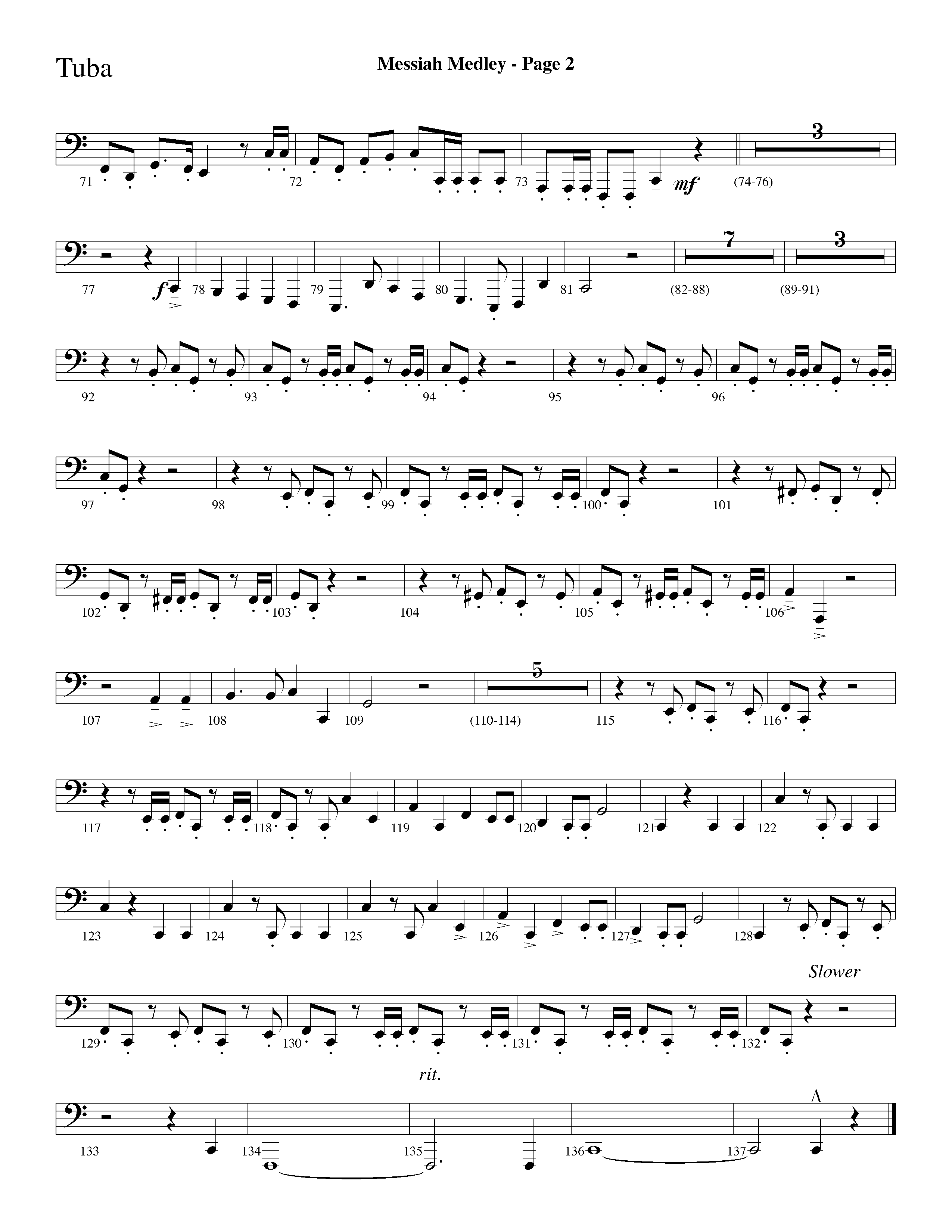 Messiah Medley (with Worthy Is The Lamb, Hallelujah Chorus) (Choral Anthem SATB) Tuba (Lifeway Choral / Arr. Dave Williamson)