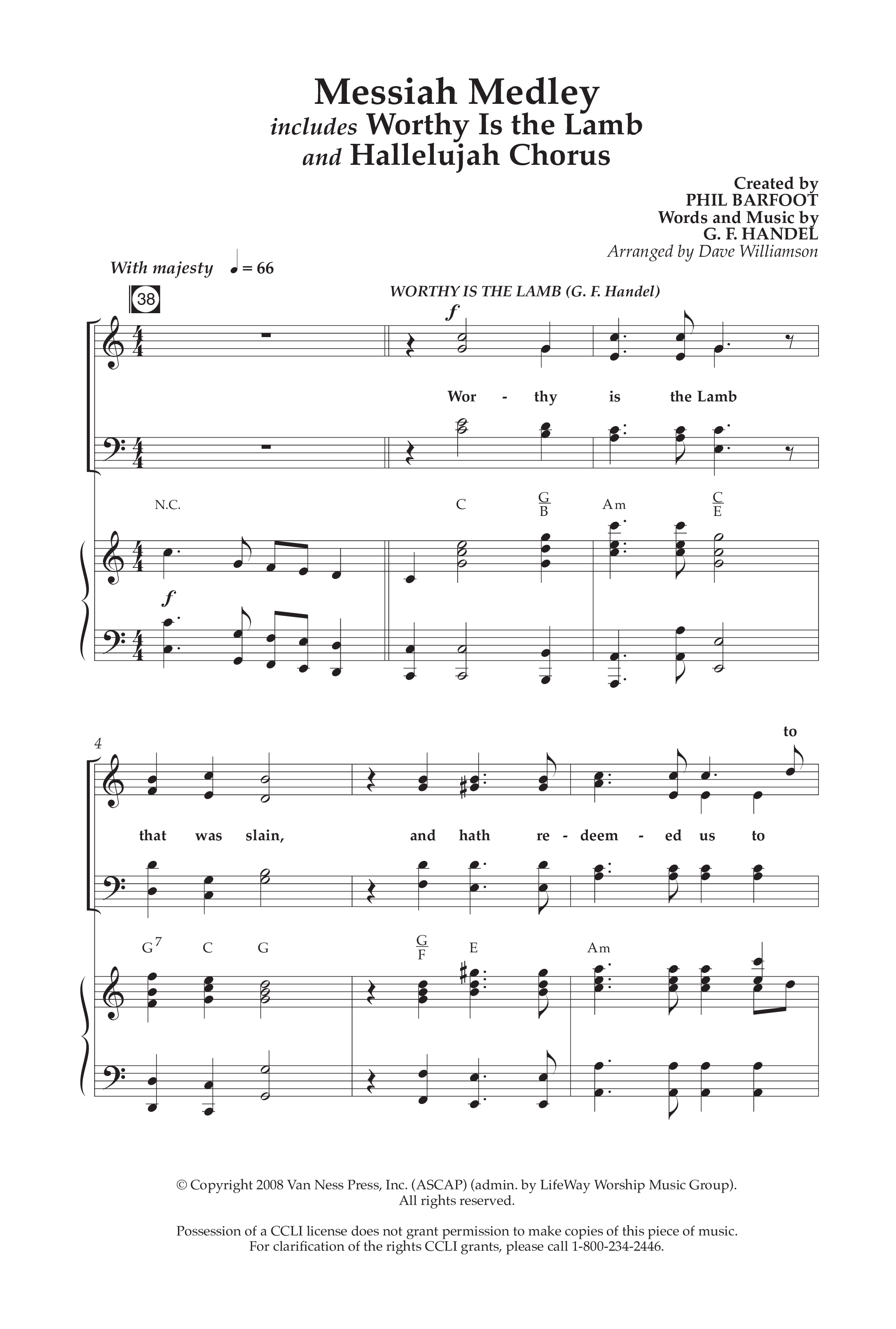 Messiah Medley (with Worthy Is The Lamb, Hallelujah Chorus) (Choral Anthem SATB) Anthem (SATB/Piano) (Lifeway Choral / Arr. Dave Williamson)