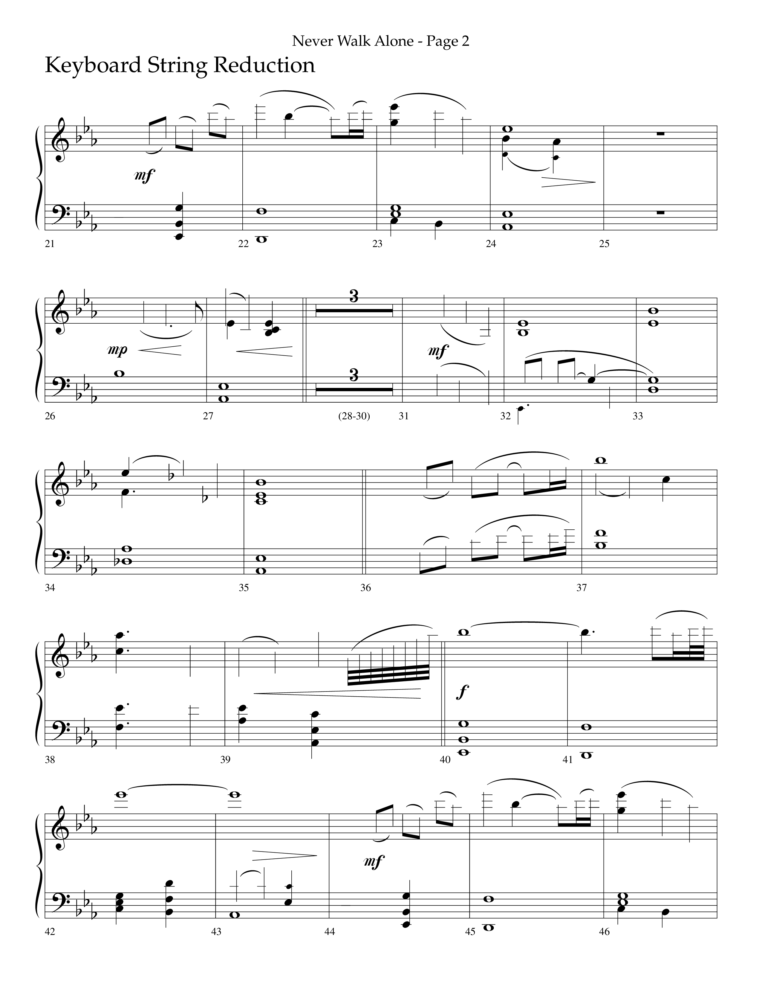 Never Walk Alone (Choral Anthem SATB) String Reduction (Lifeway Choral / Arr. Russell Mauldin)