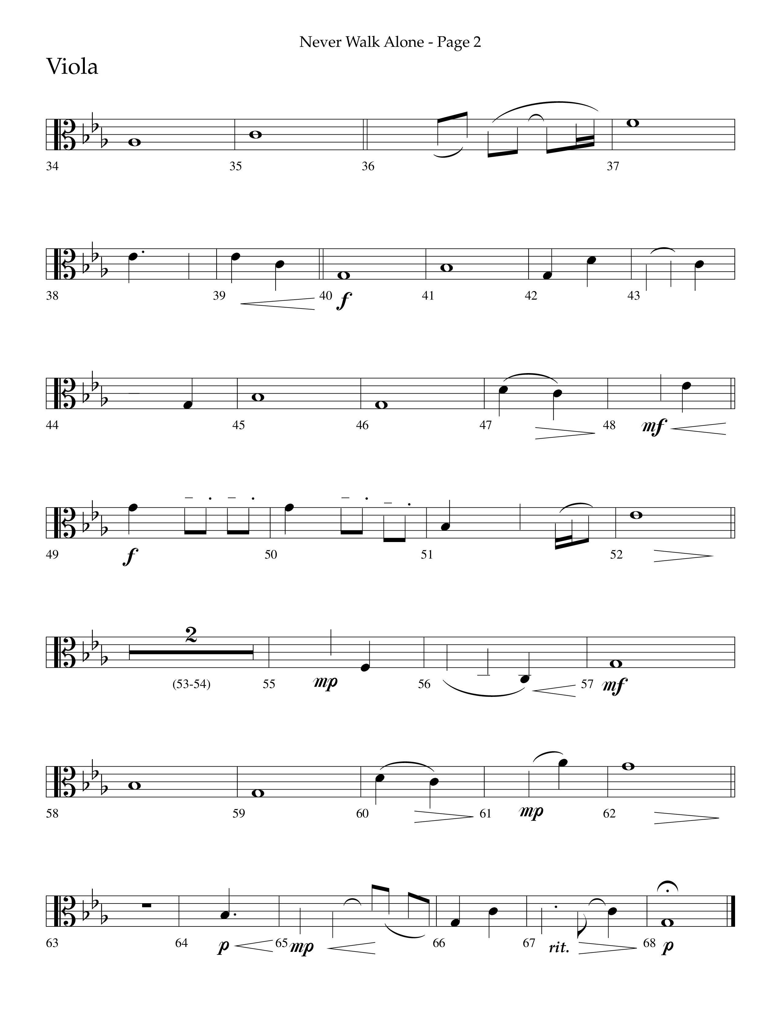 Never Walk Alone (Choral Anthem SATB) Viola (Lifeway Choral / Arr. Russell Mauldin)