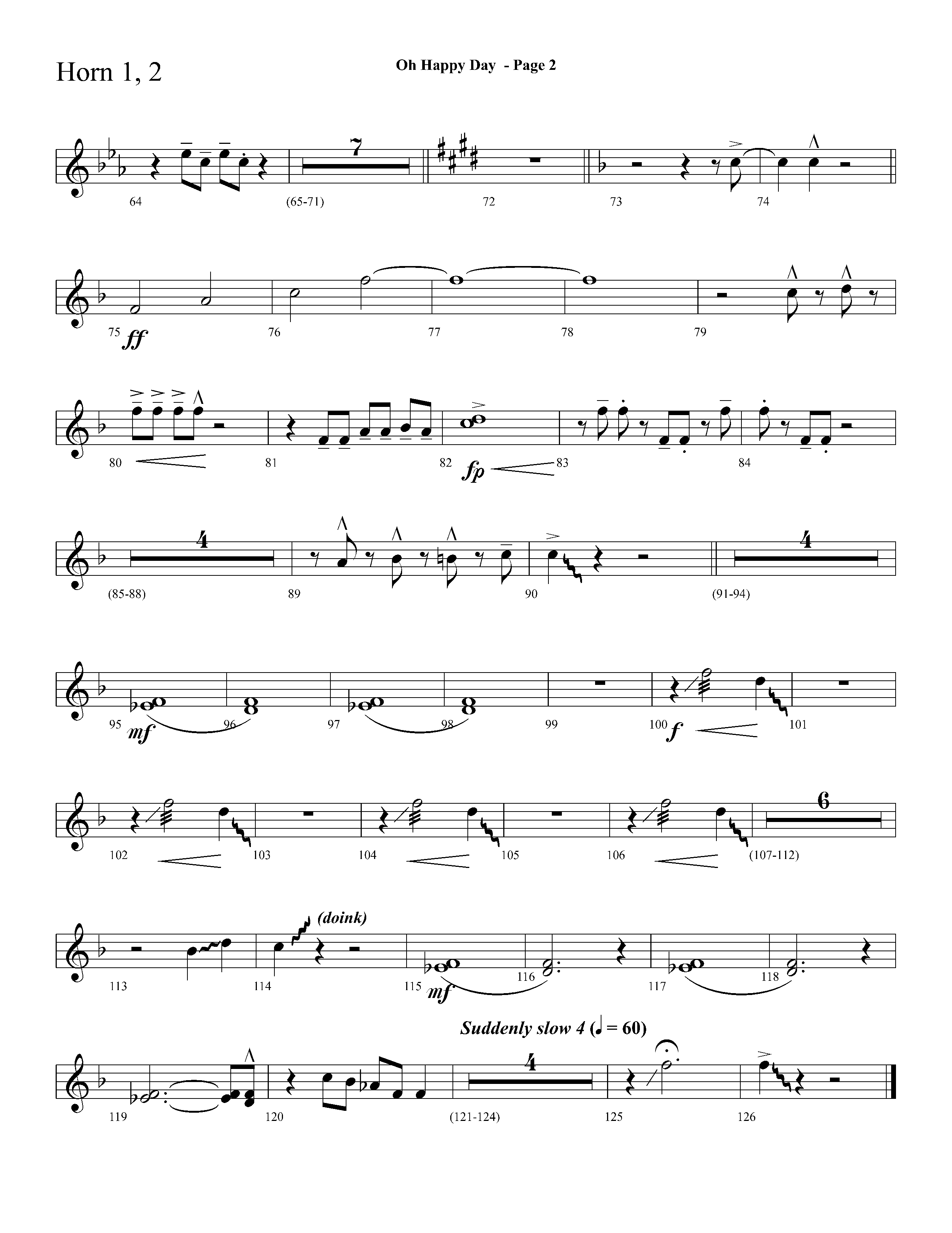 Oh Happy Day (with I Never Shall Forget The Day) (Choral Anthem SATB) French Horn 1/2 (Lifeway Choral / Arr. Dave Williamson)