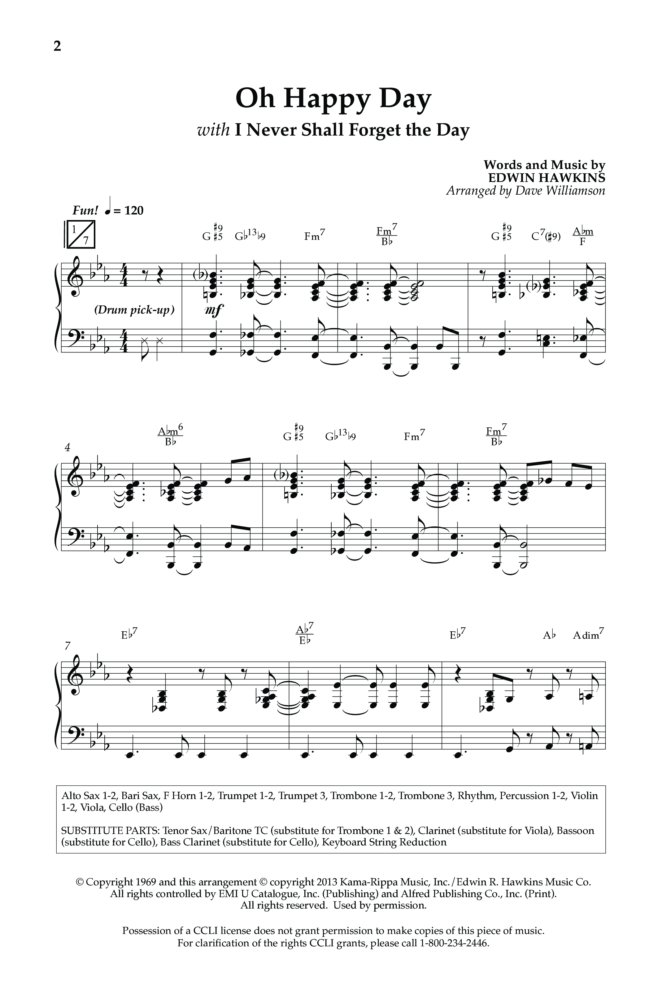 Oh Happy Day (with I Never Shall Forget The Day) (Choral Anthem SATB) Anthem (SATB/Piano) (Lifeway Choral / Arr. Dave Williamson)