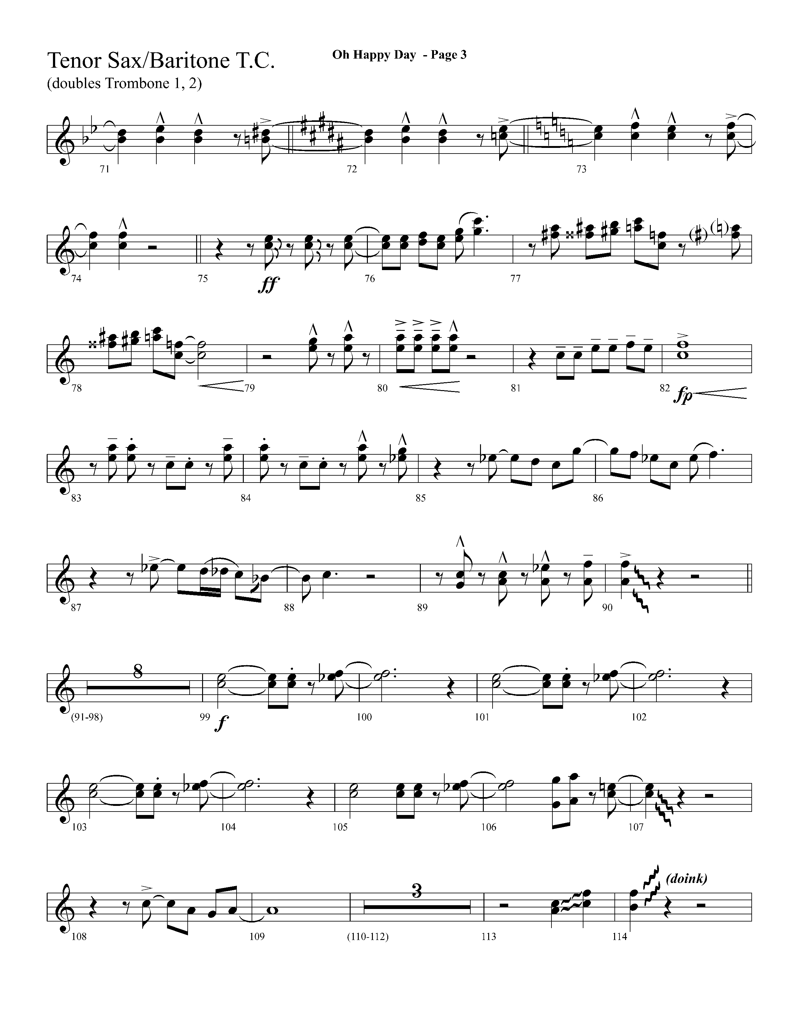Oh Happy Day (with I Never Shall Forget The Day) (Choral Anthem SATB) Tenor Sax/Baritone T.C. (Lifeway Choral / Arr. Dave Williamson)