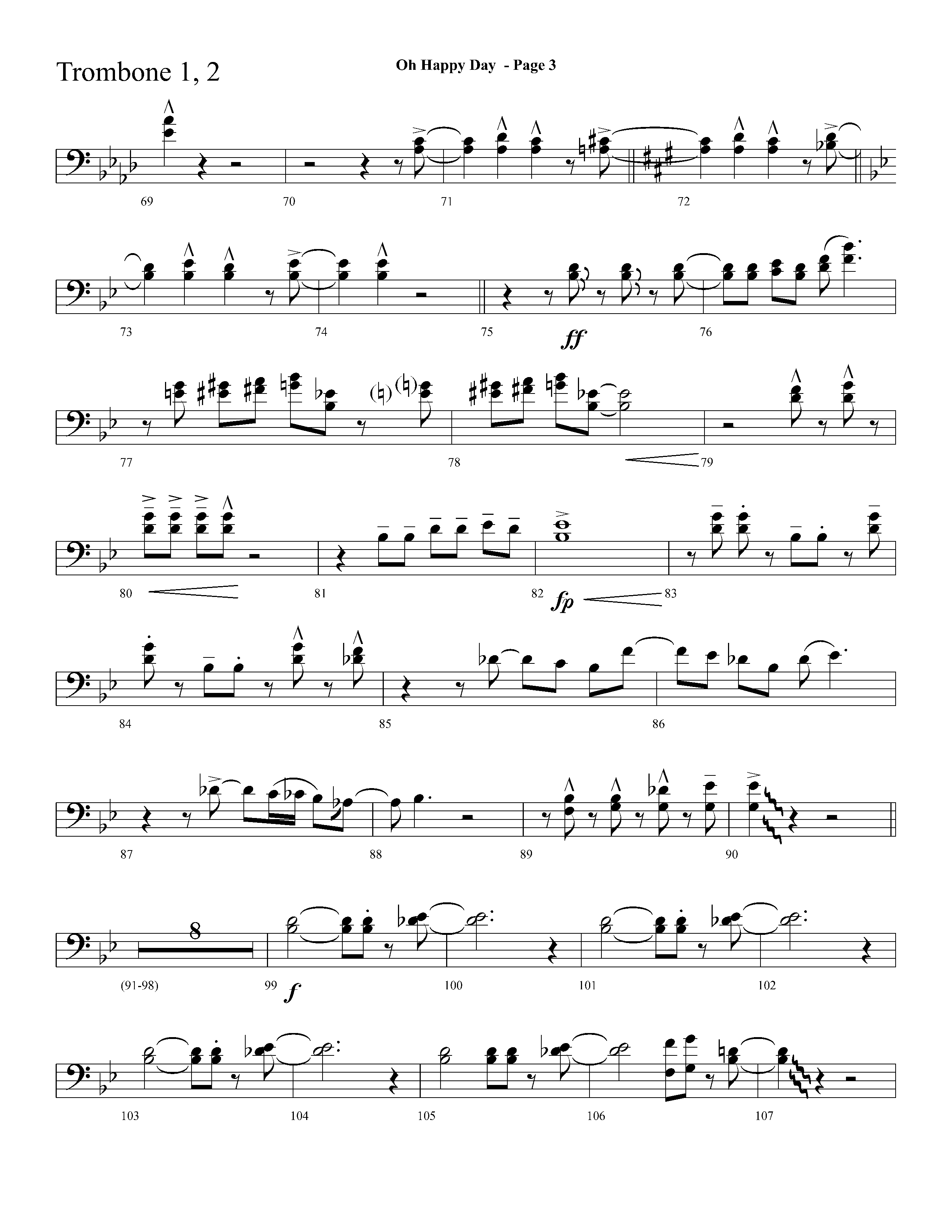 Oh Happy Day (with I Never Shall Forget The Day) (Choral Anthem SATB) Trombone 1/2 (Lifeway Choral / Arr. Dave Williamson)