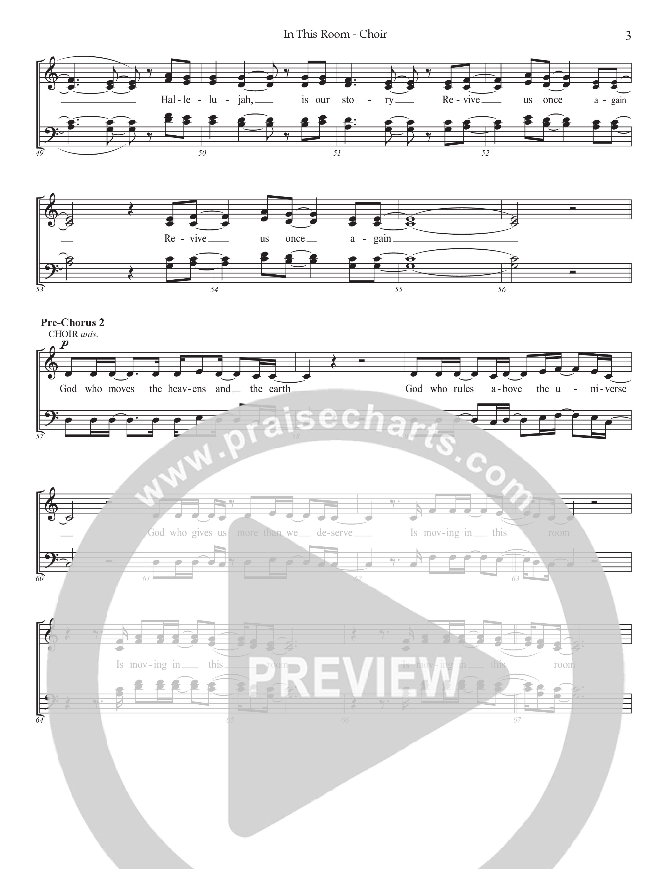 In This Room Choir Sheet CH (Prestonwood Worship / Arr. Dylan McNab / Orch. Johann Acuna)