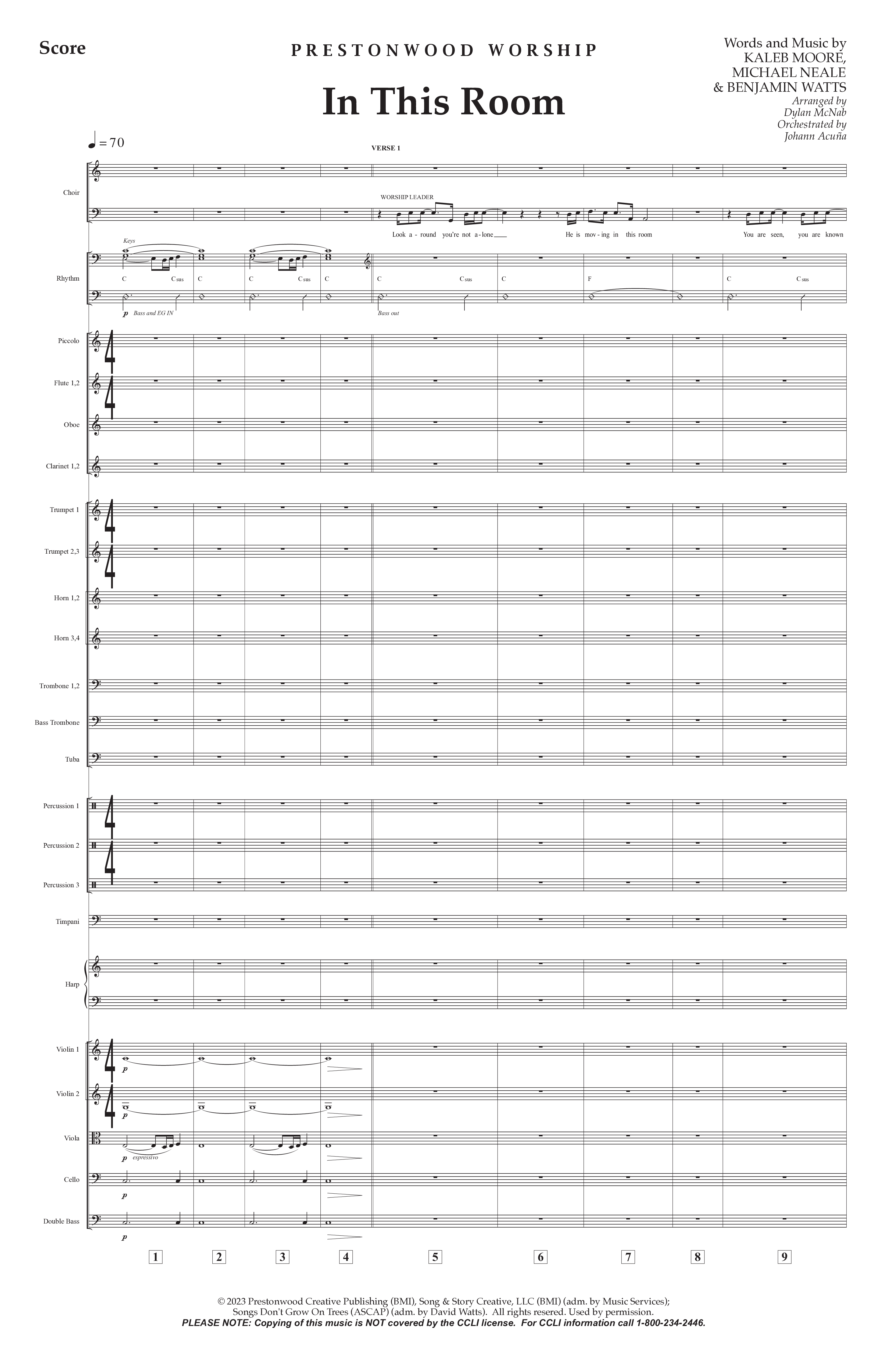 In This Room Conductor's Score (Prestonwood Worship / Arr. Dylan McNab / Orch. Johann Acuna)