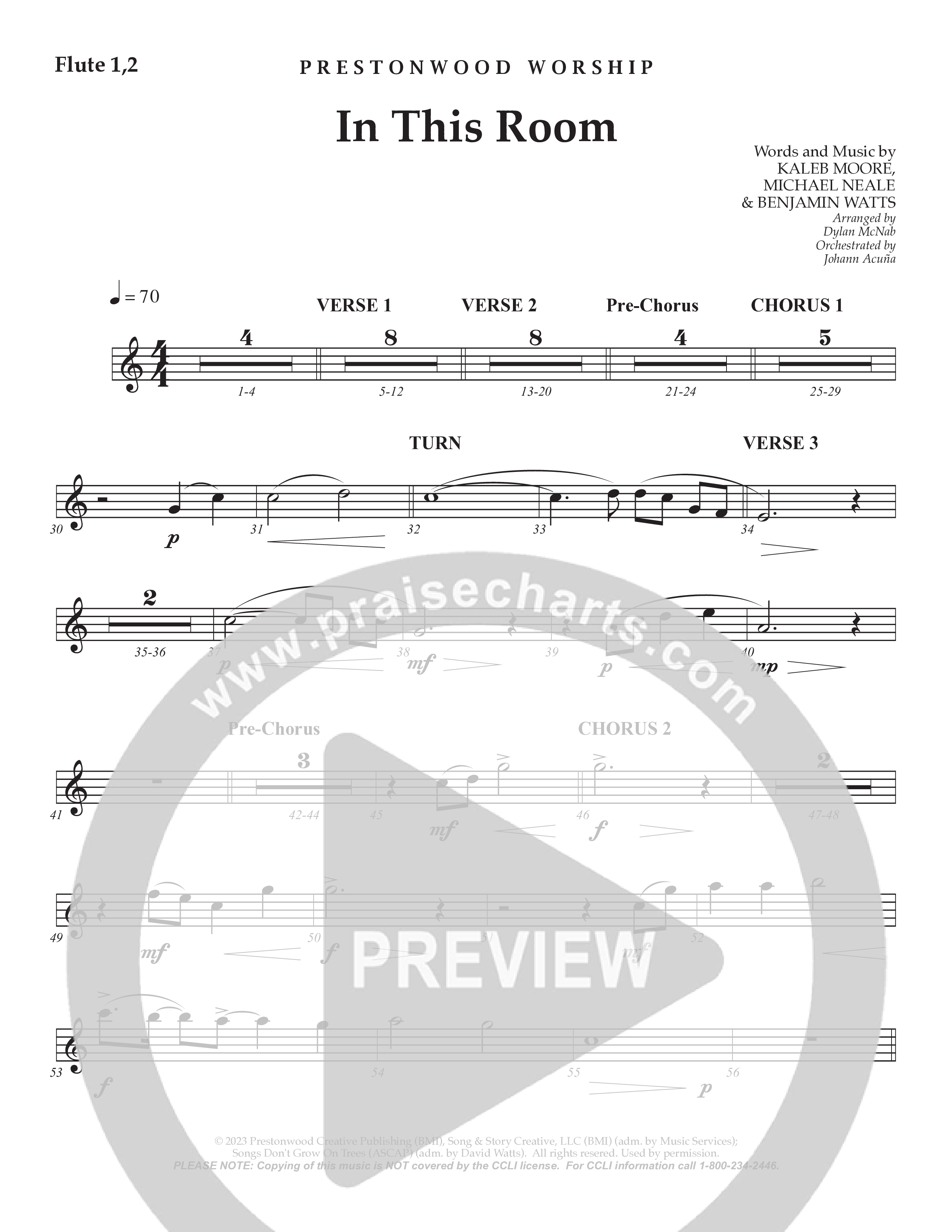 In This Room Flute 1/2 (Prestonwood Worship / Arr. Dylan McNab / Orch. Johann Acuna)