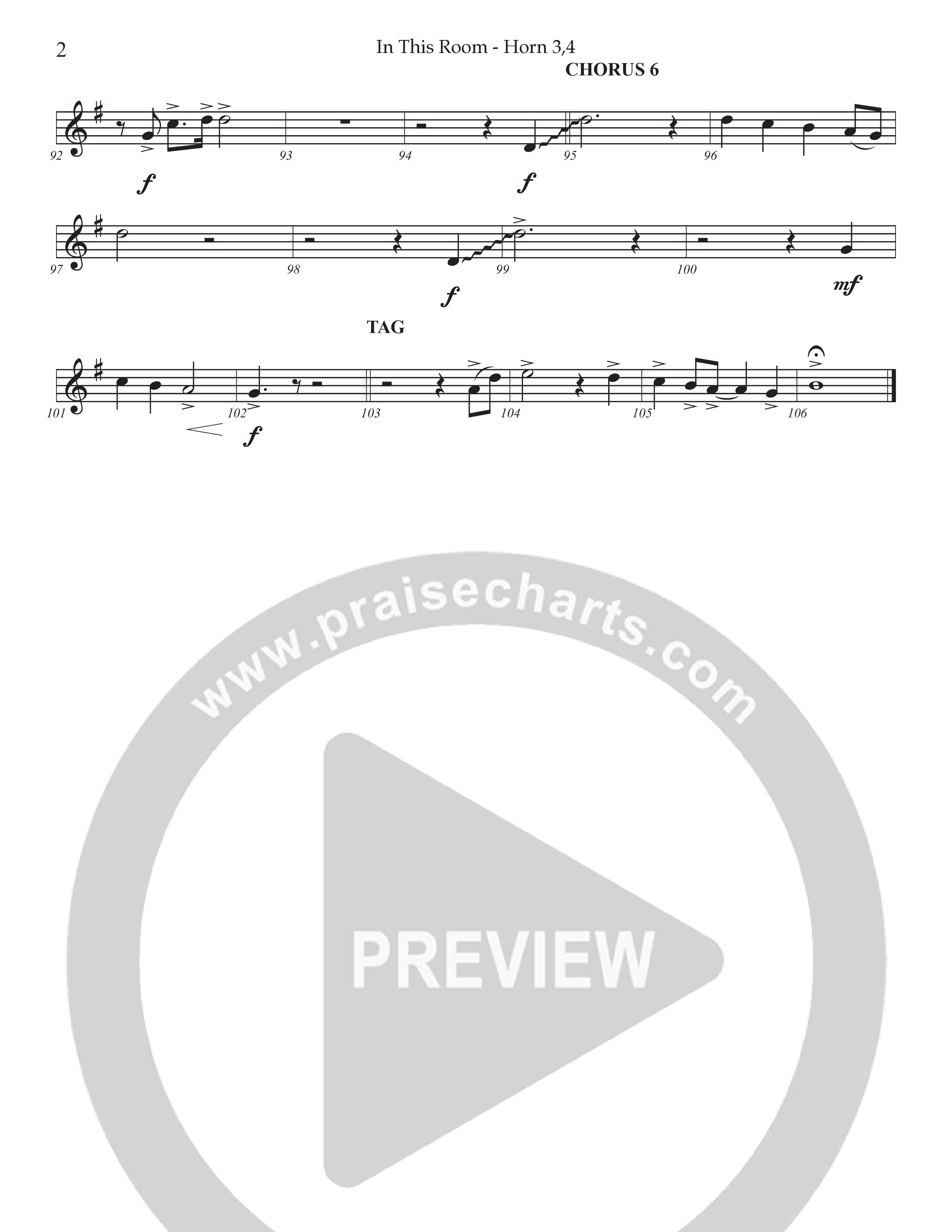 In This Room French Horn 3 (Prestonwood Worship / Arr. Dylan McNab / Orch. Johann Acuna)
