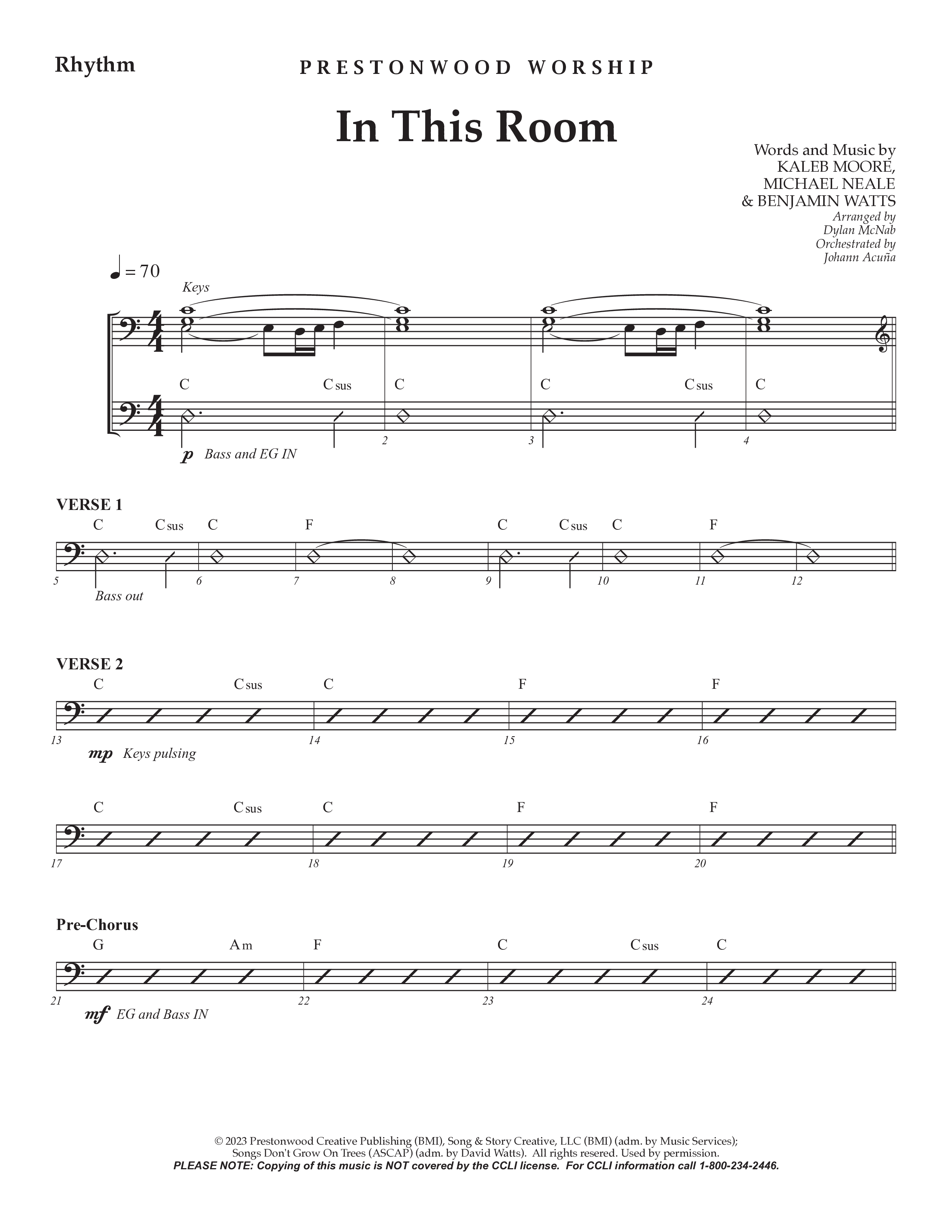 In This Room Rhythm Chart (Prestonwood Worship / Arr. Dylan McNab / Orch. Johann Acuna)