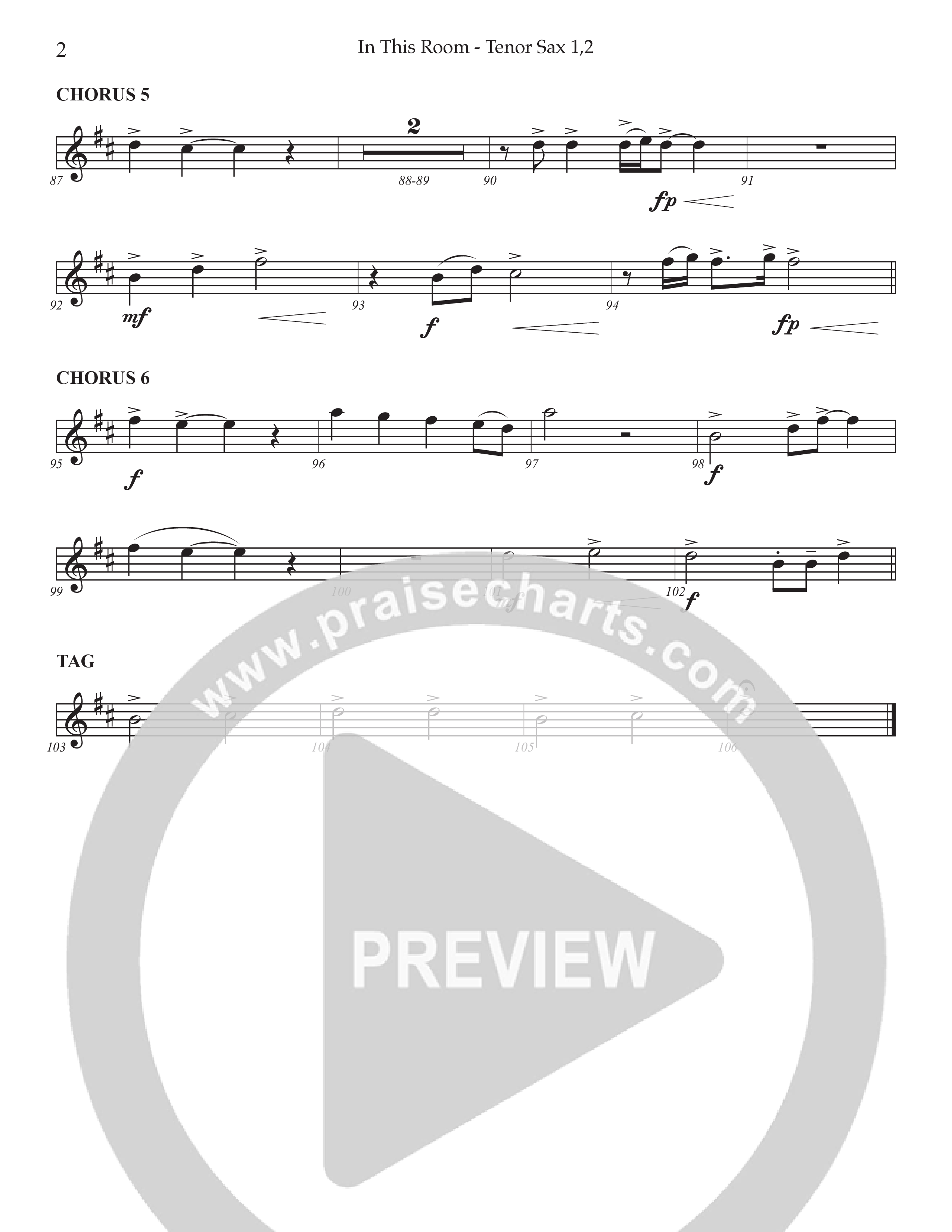 In This Room Tenor Sax/Baritone T.C. (Prestonwood Worship / Arr. Dylan McNab / Orch. Johann Acuna)