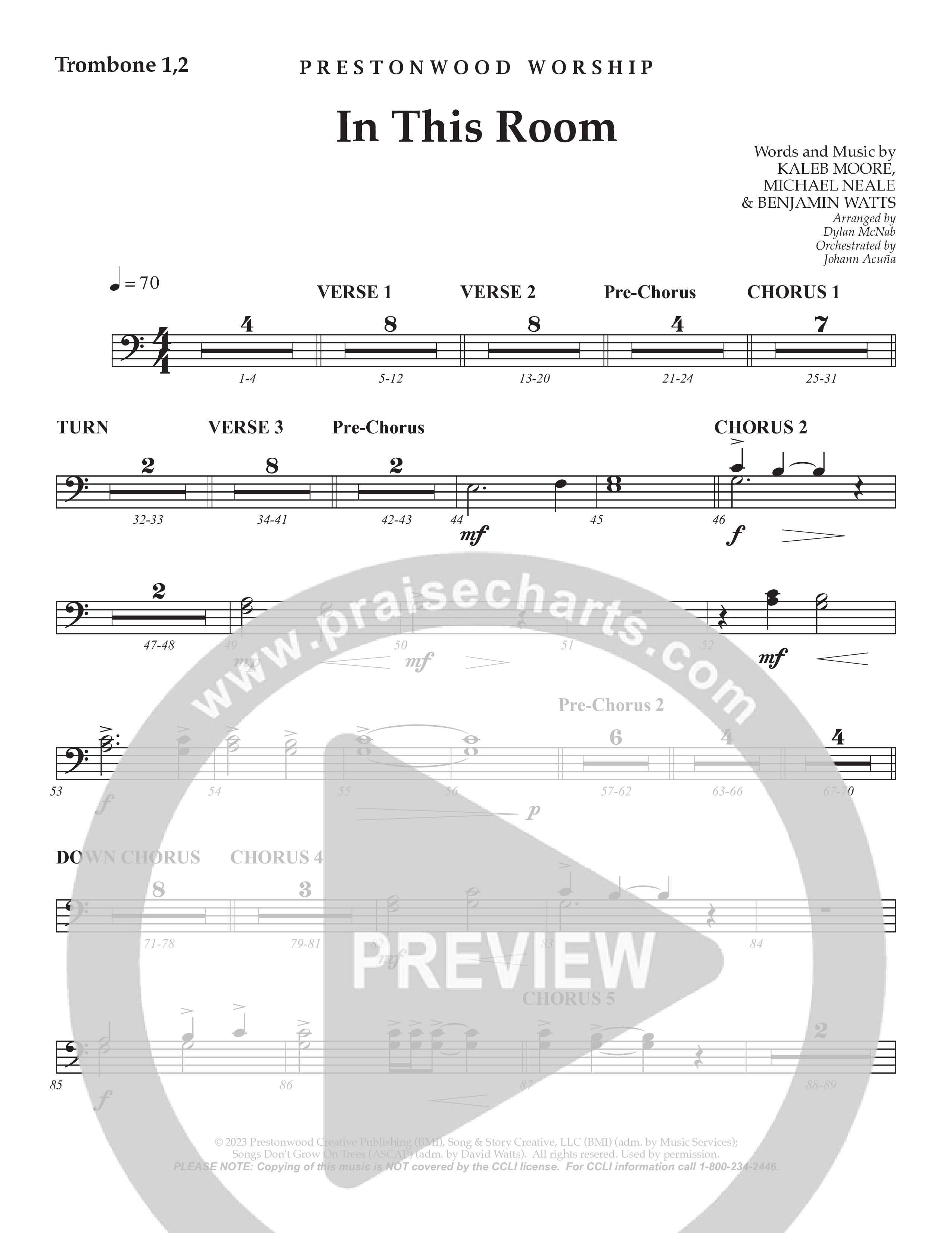 In This Room Trombone 1/2 (Prestonwood Worship / Arr. Dylan McNab / Orch. Johann Acuna)