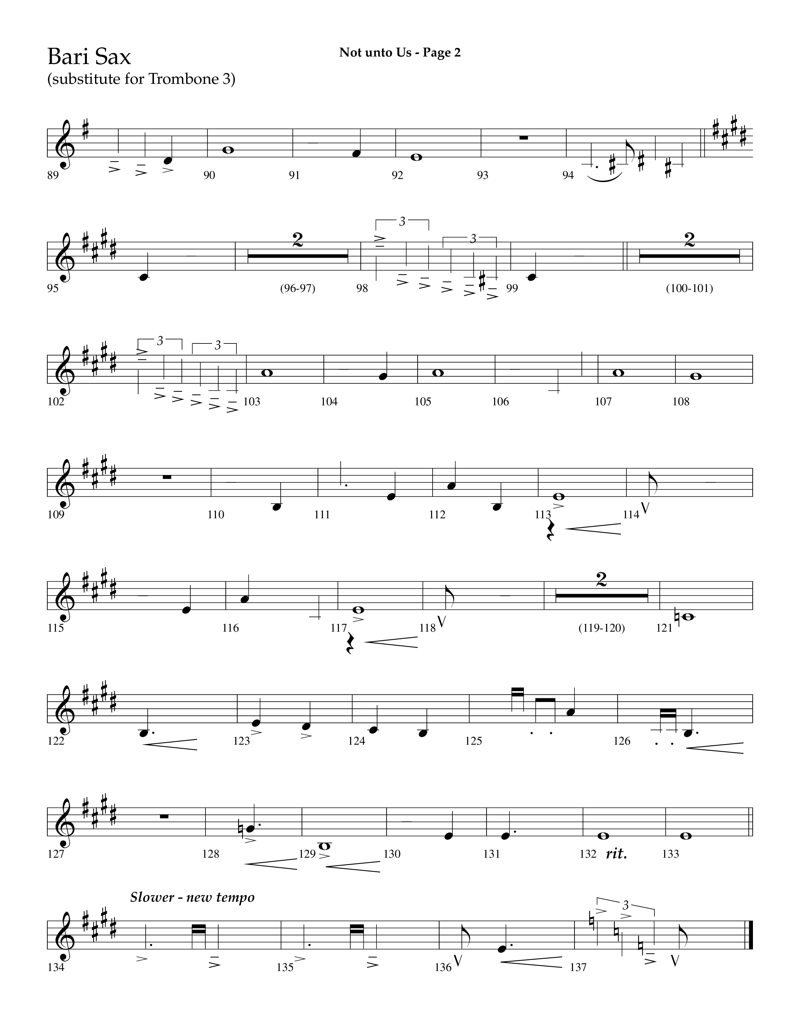 Not Unto Us (with Doxology, All Hail The Power Of Jesus Name) (Choral Anthem SATB) Bari Sax (Lifeway Choral / Arr. Dave Williamson)