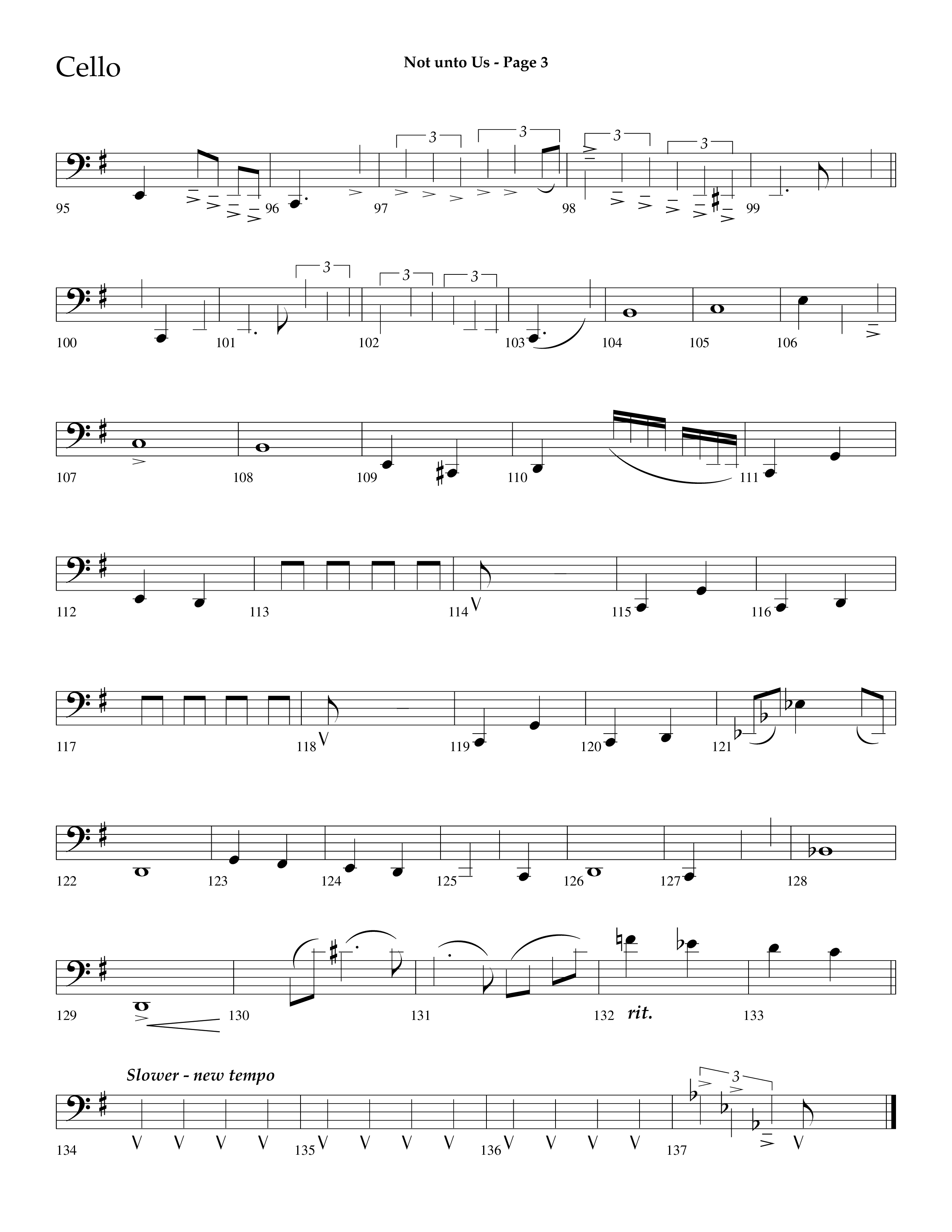 Not Unto Us (with Doxology, All Hail The Power Of Jesus Name) (Choral Anthem SATB) Cello (Lifeway Choral / Arr. Dave Williamson)