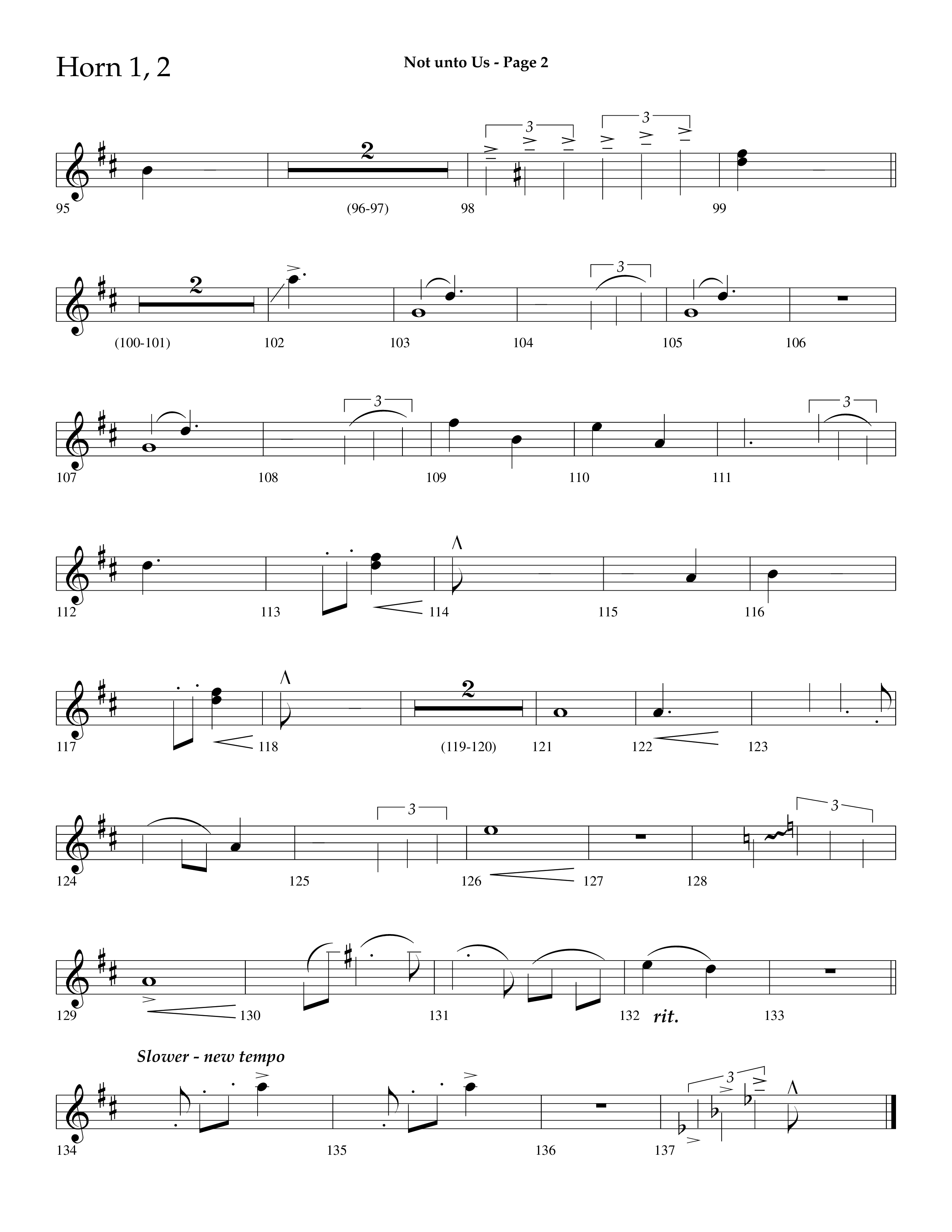 Not Unto Us (with Doxology, All Hail The Power Of Jesus Name) (Choral Anthem SATB) French Horn (Lifeway Choral / Arr. Dave Williamson)