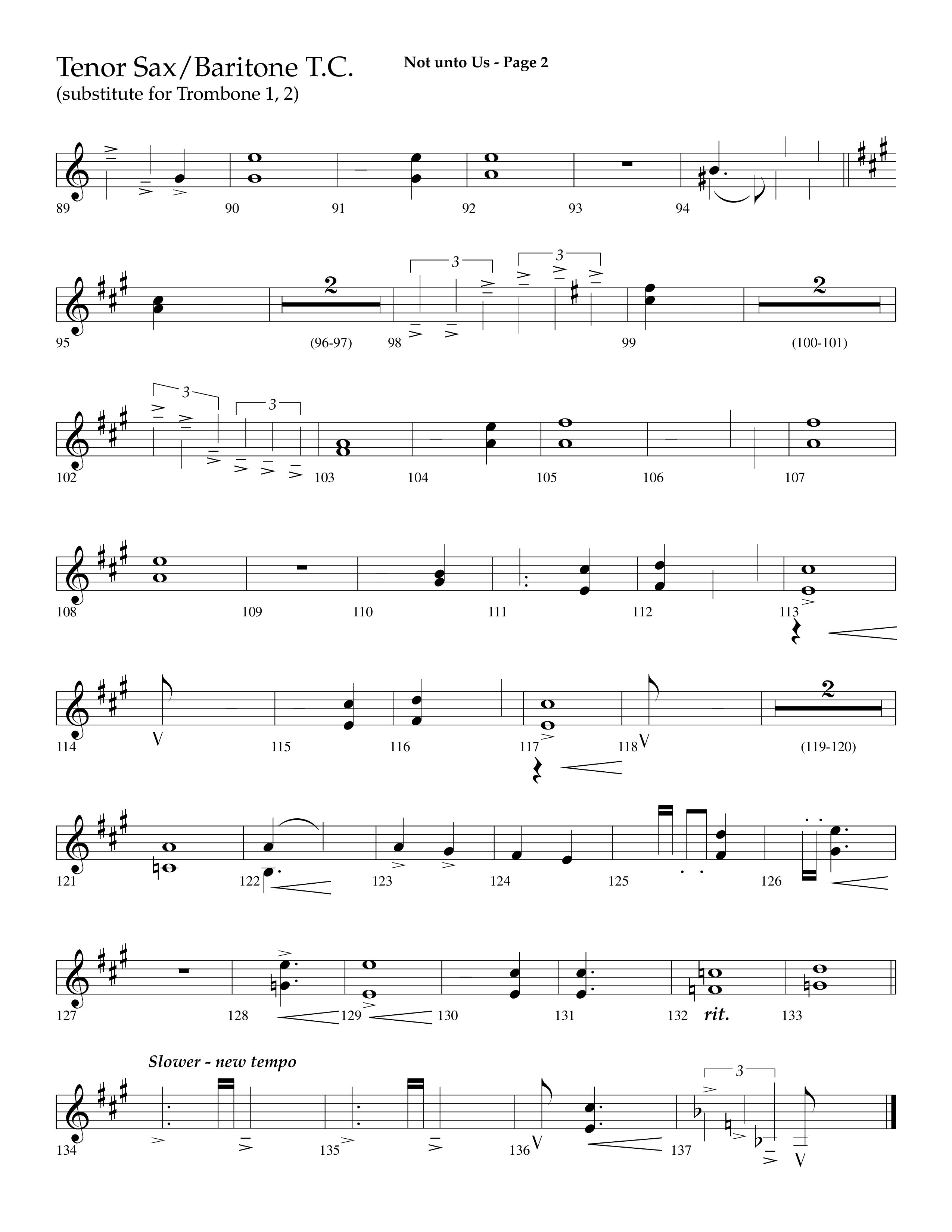 Not Unto Us (with Doxology, All Hail The Power Of Jesus Name) (Choral Anthem SATB) Tenor Sax/Baritone T.C. (Lifeway Choral / Arr. Dave Williamson)