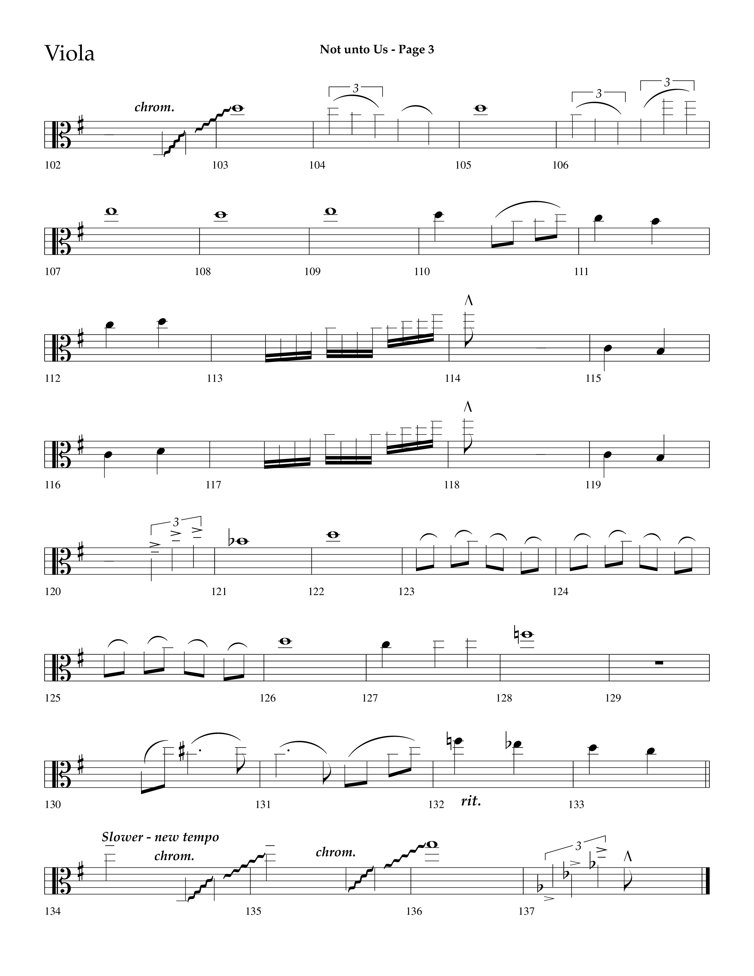 Not Unto Us (with Doxology, All Hail The Power Of Jesus Name) (Choral Anthem SATB) Viola (Lifeway Choral / Arr. Dave Williamson)