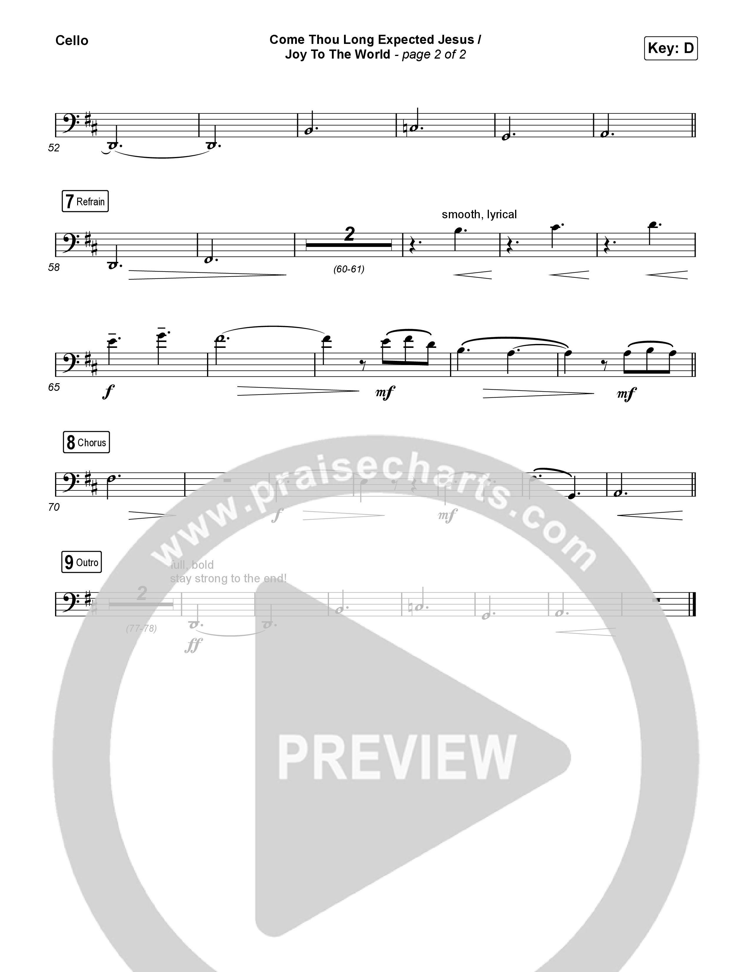 Come Thou Long Expected Jesus / Joy To The World (Choral/SATB) Cello (Travis Cottrell / Cheryl Stark / Arr. Mason Brown)