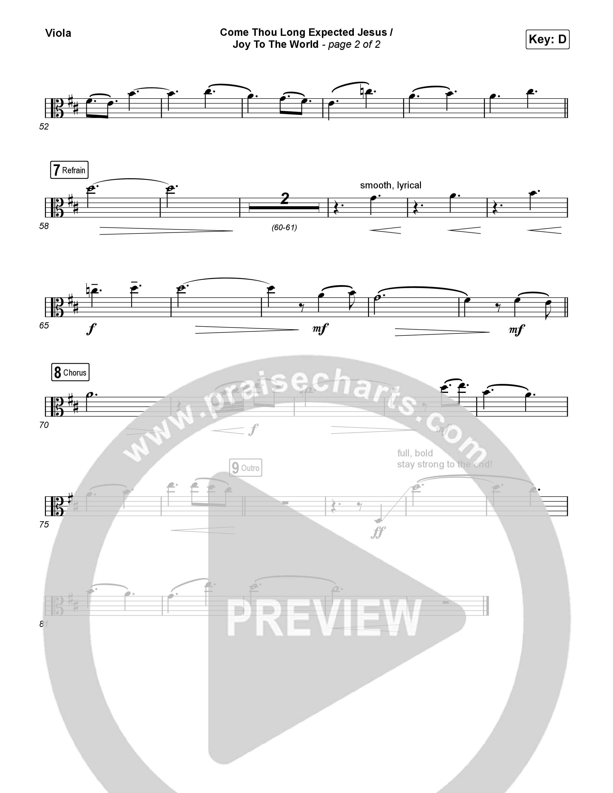 Come Thou Long Expected Jesus / Joy To The World (Choral/SATB) Viola (Travis Cottrell / Cheryl Stark / Arr. Mason Brown)