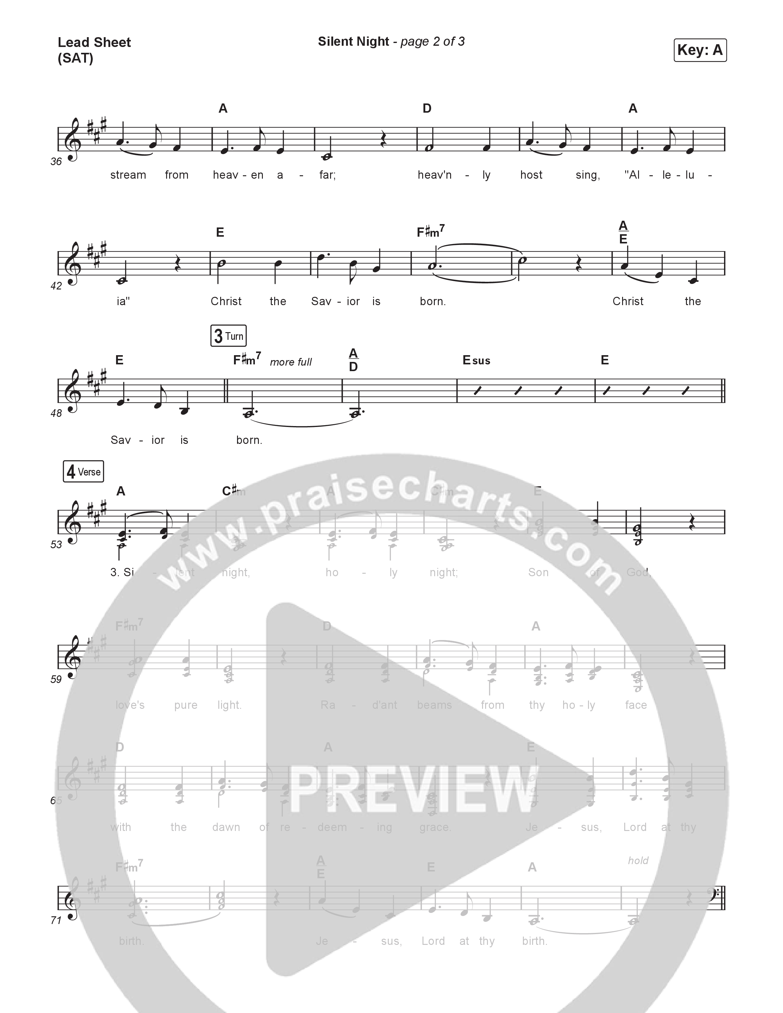 Silent Night (Choral/SATB) Lead Sheet (SAT) (Brooke Voland / Arr. Travis Cottrell / Orch. Mason Brown)