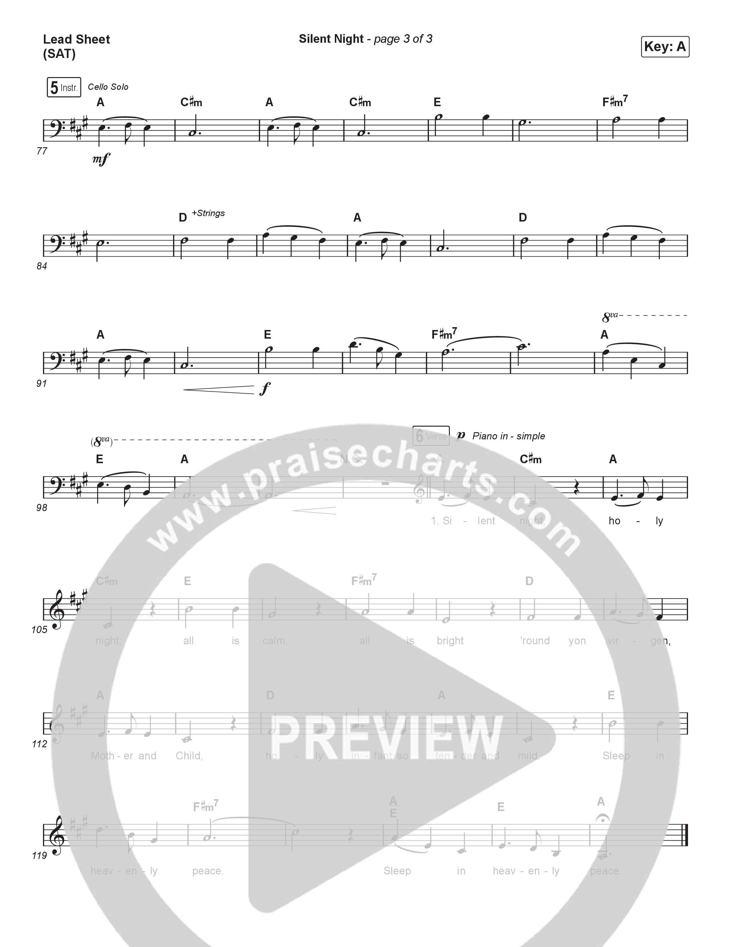 Silent Night (Choral/SATB) Lead Sheet (SAT) (Brooke Voland / Arr. Travis Cottrell / Orch. Mason Brown)
