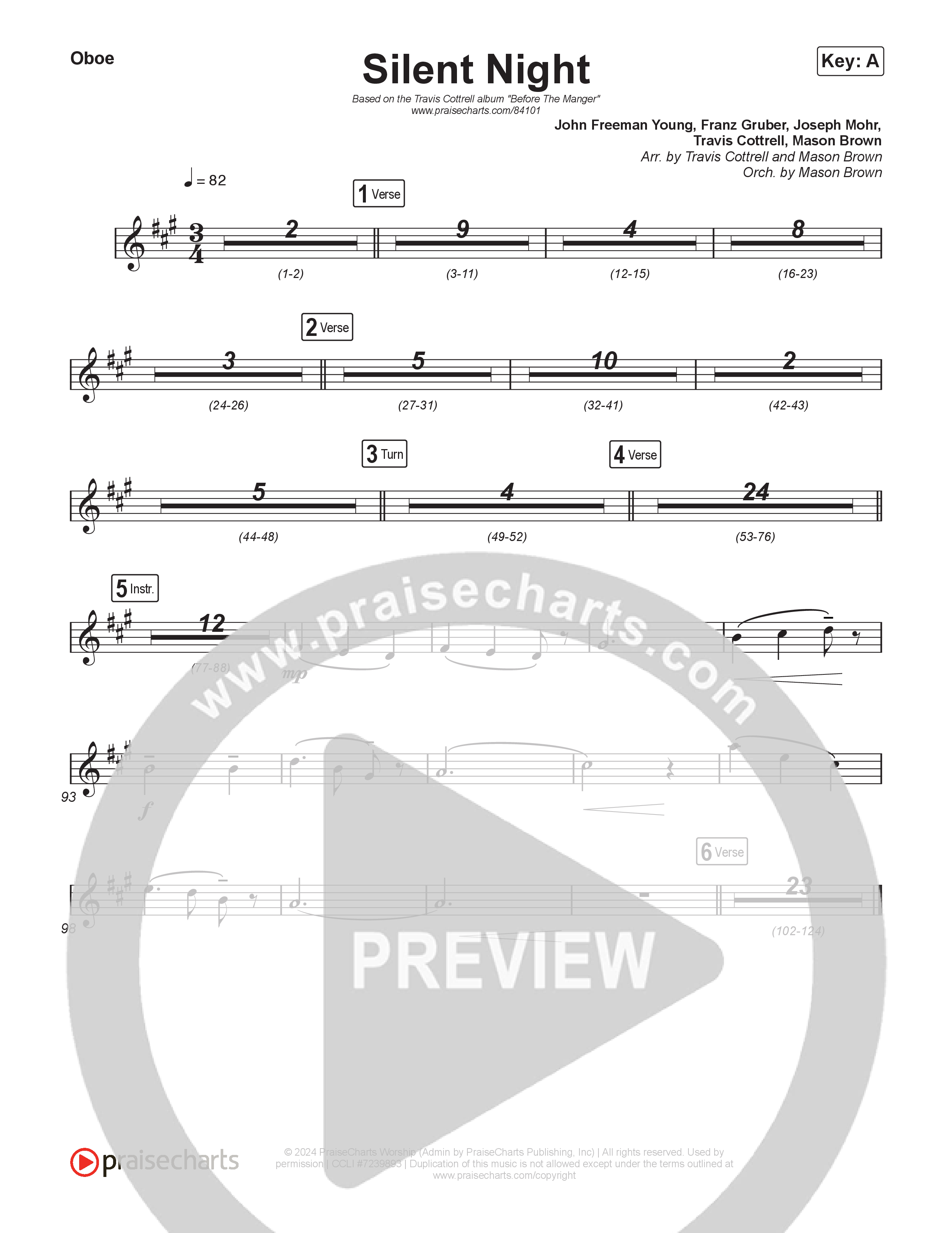 Silent Night (Choral/SATB) Oboe (Brooke Voland / Arr. Travis Cottrell / Orch. Mason Brown)