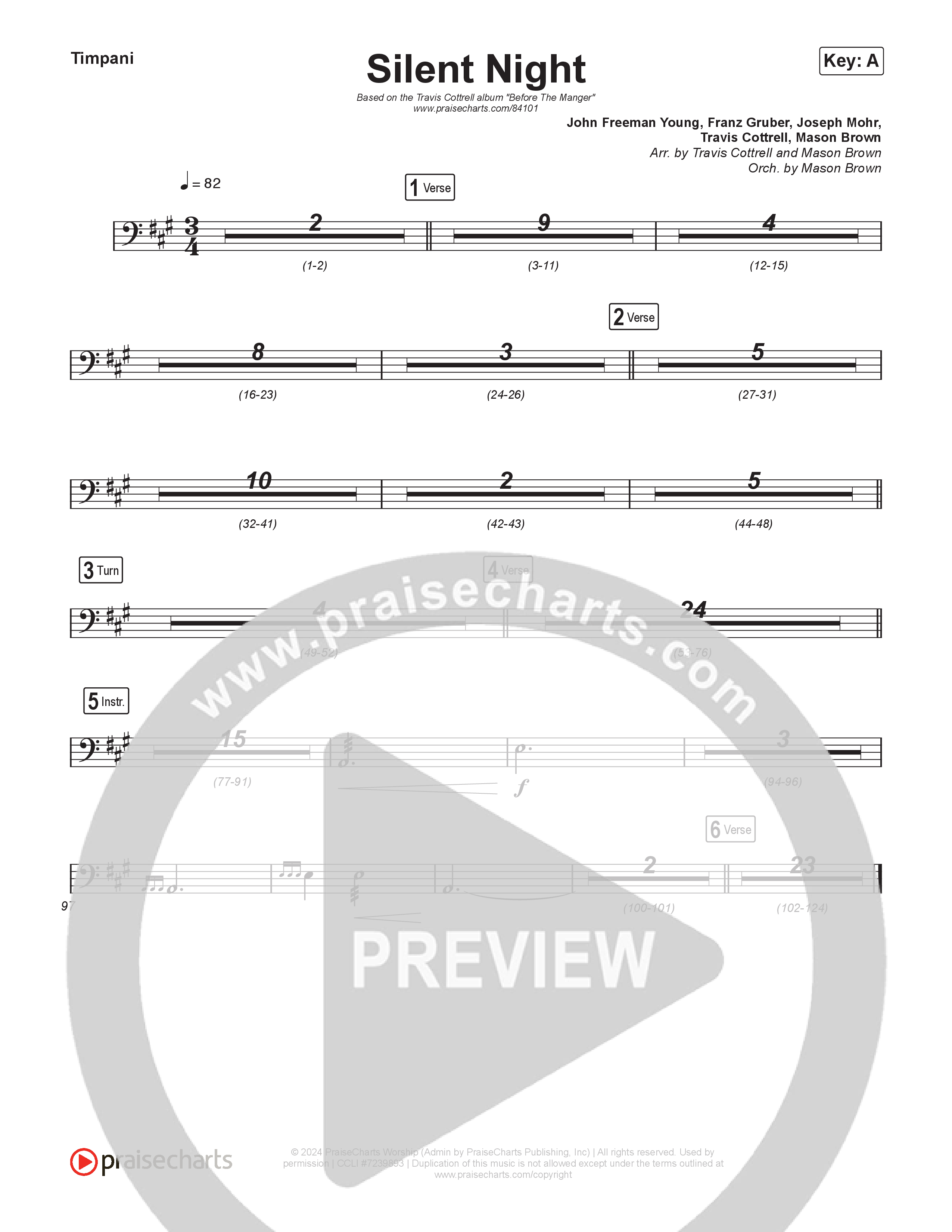 Silent Night (Choral/SATB) Timpani (Brooke Voland / Arr. Travis Cottrell / Orch. Mason Brown)