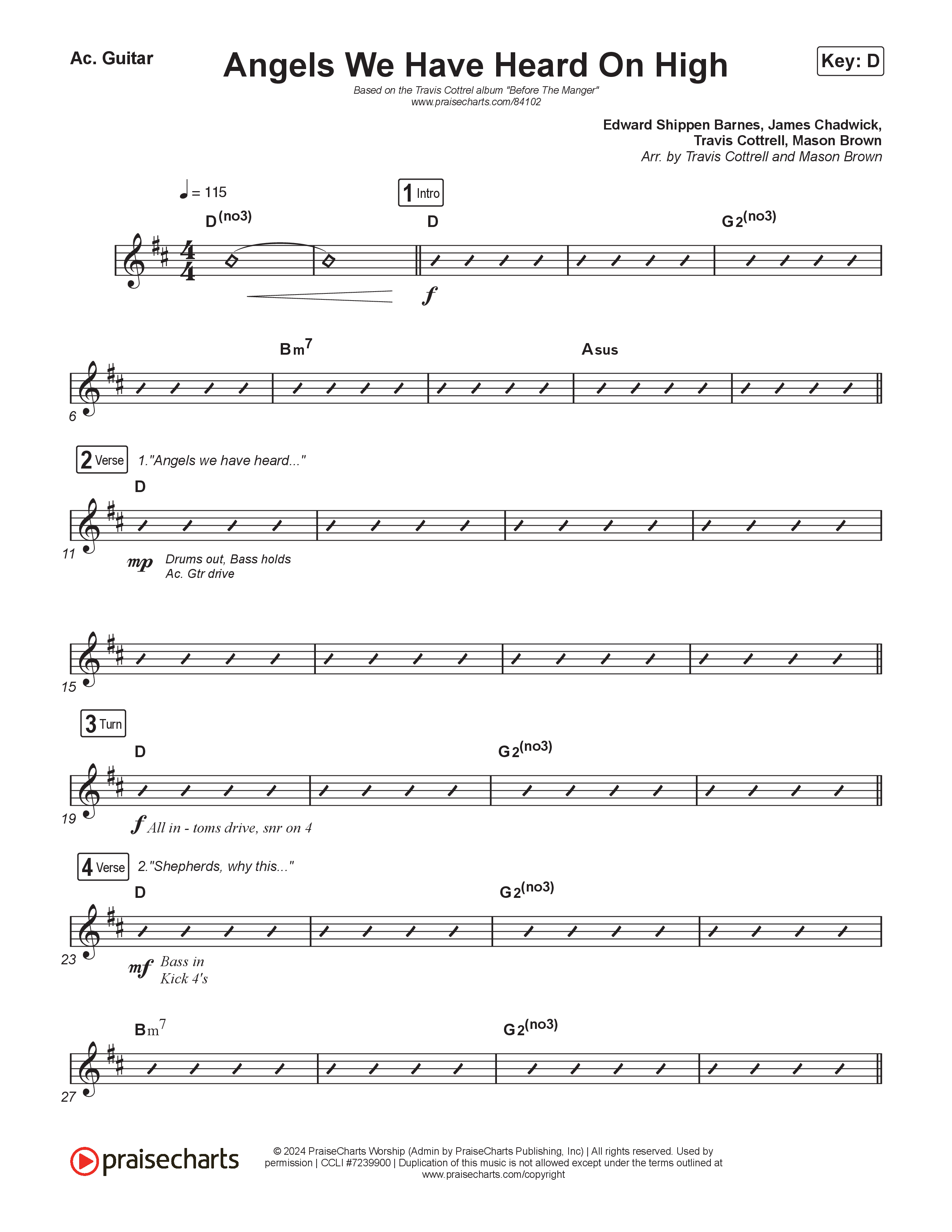 Angels We Have Heard On High (Choral/SATB) Acoustic Guitar (Hannah Kerr / Arr. Travis Cottrell / Orch. Mason Brown)
