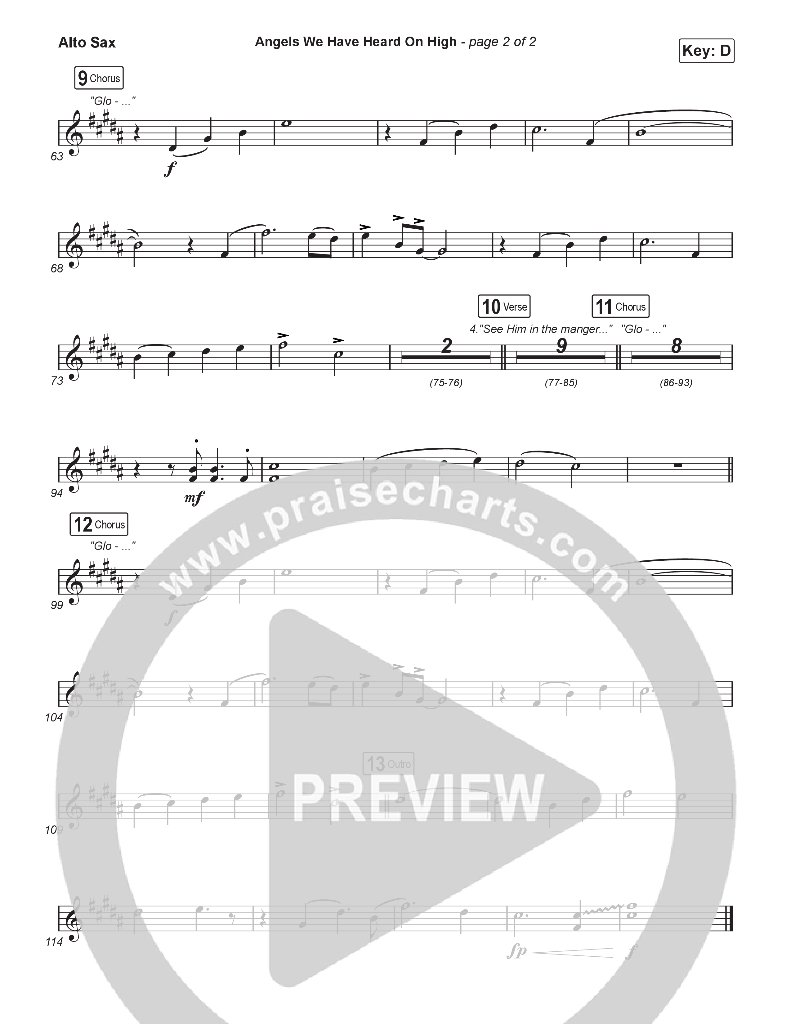 Angels We Have Heard On High (Choral/SATB) Alto Sax (Hannah Kerr / Arr. Travis Cottrell / Orch. Mason Brown)