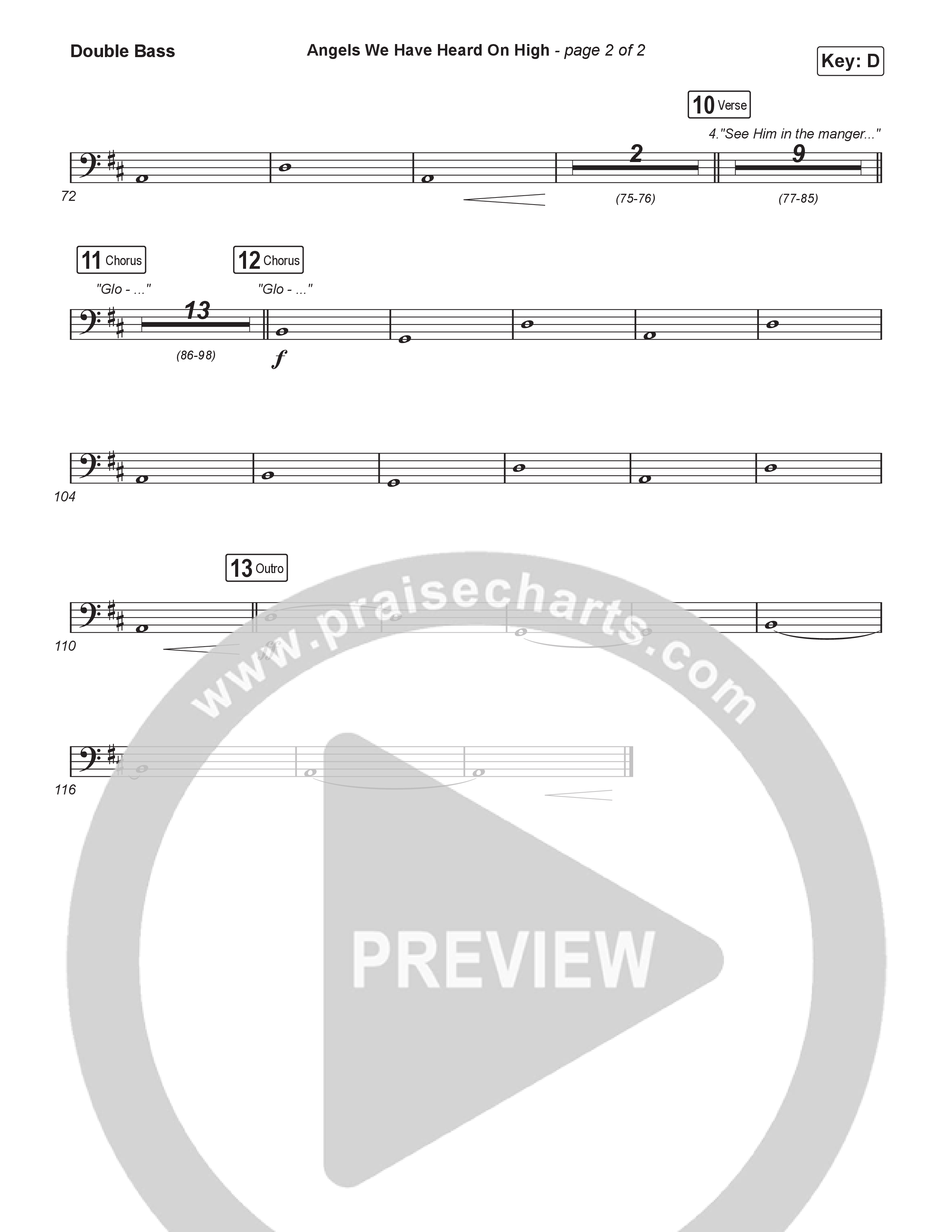 Angels We Have Heard On High (Choral/SATB) String Bass (Hannah Kerr / Arr. Travis Cottrell / Orch. Mason Brown)