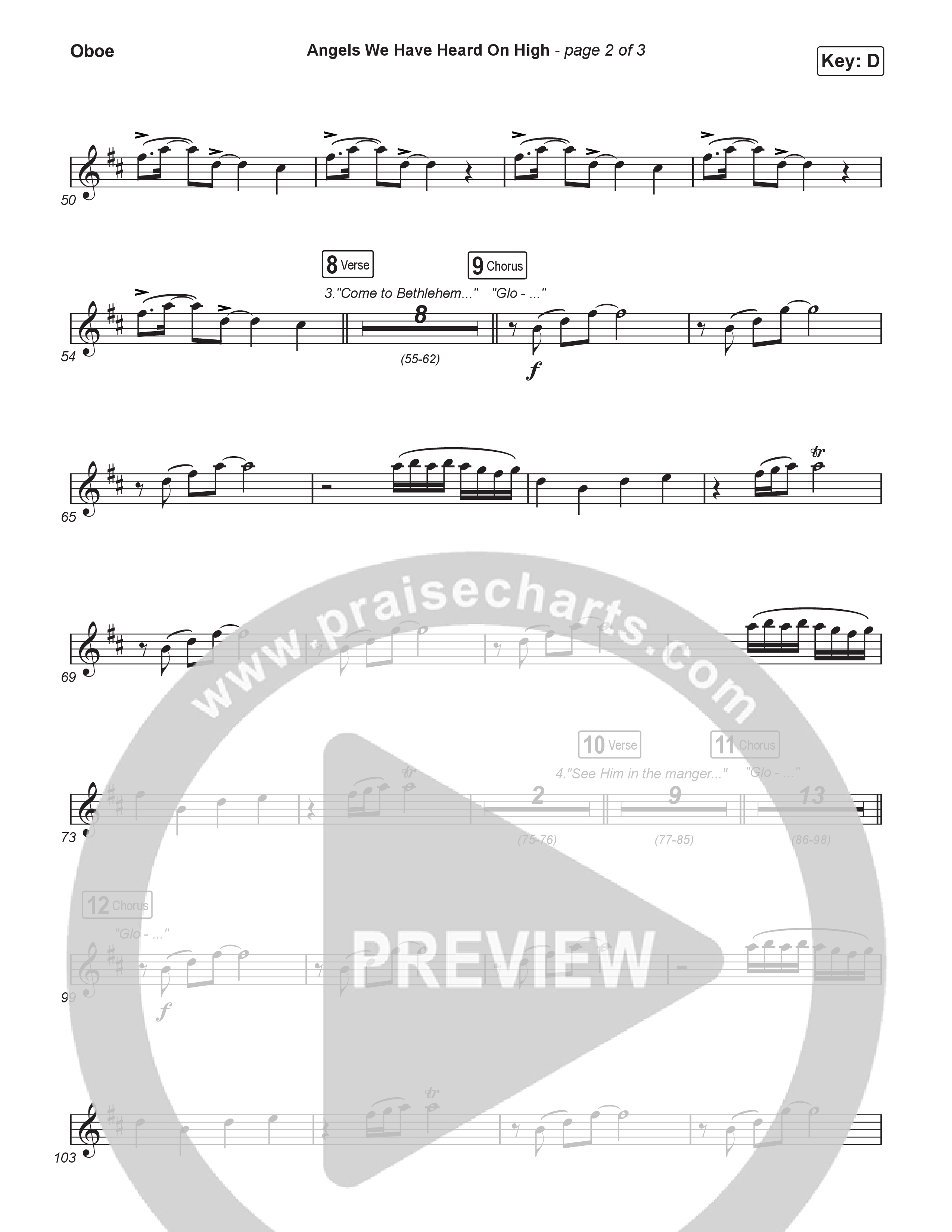 Angels We Have Heard On High (Choral/SATB) Oboe (Hannah Kerr / Arr. Travis Cottrell / Orch. Mason Brown)