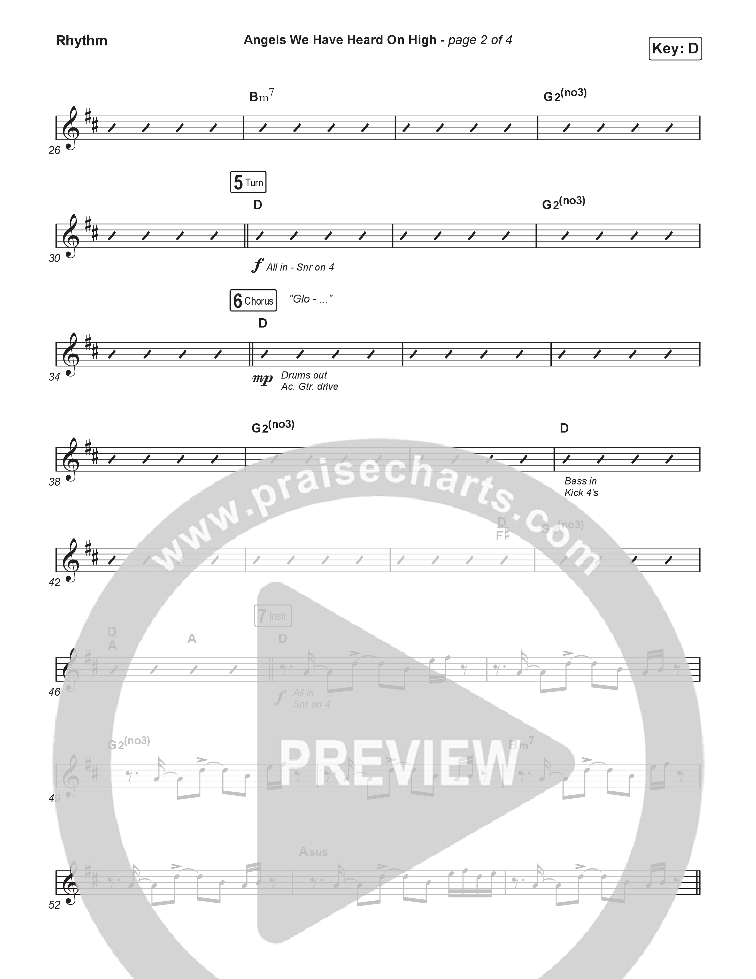 Angels We Have Heard On High (Choral/SATB) Rhythm Pack (Hannah Kerr / Arr. Travis Cottrell / Orch. Mason Brown)