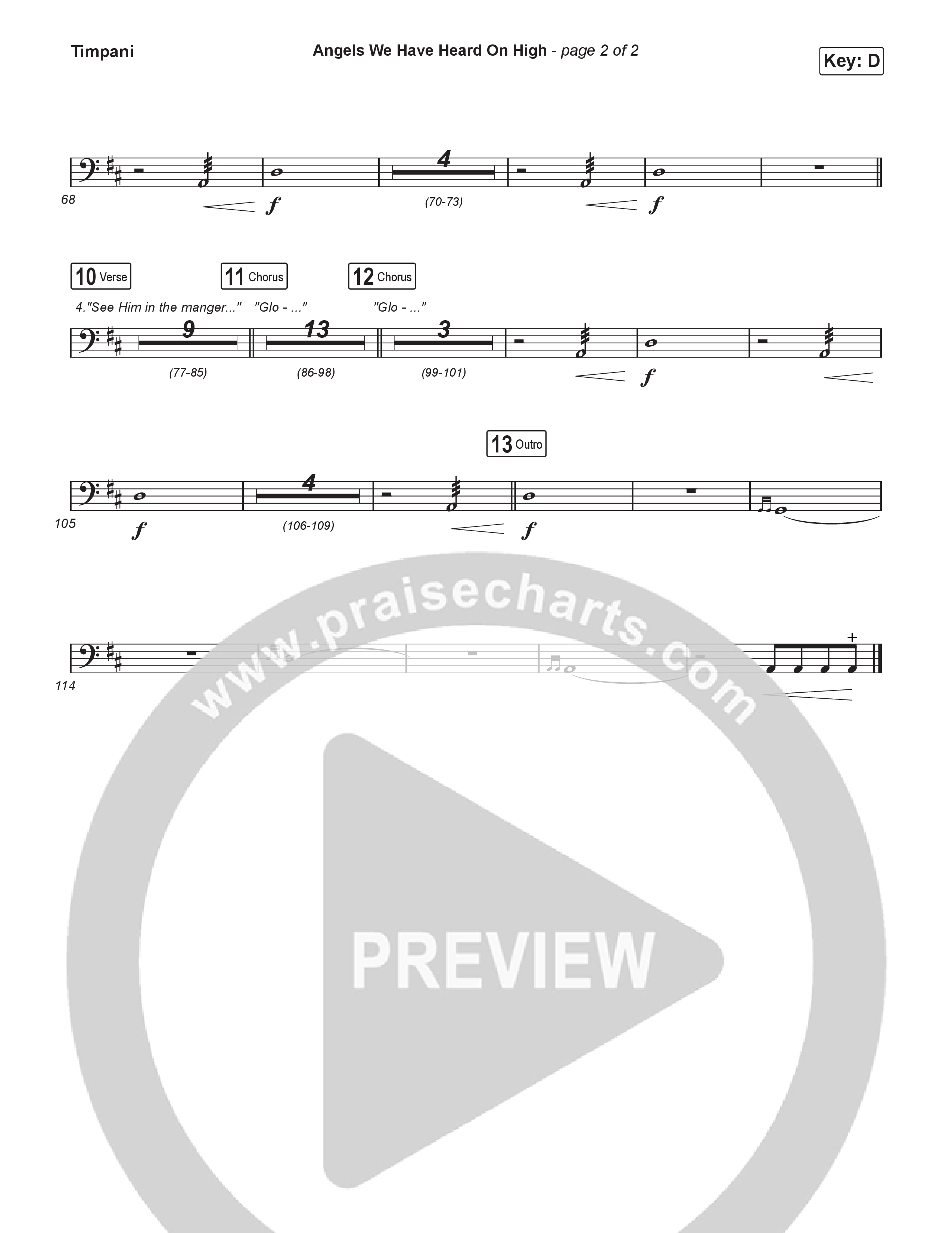 Angels We Have Heard On High (Choral/SATB) Timpani (Hannah Kerr / Arr. Travis Cottrell / Orch. Mason Brown)