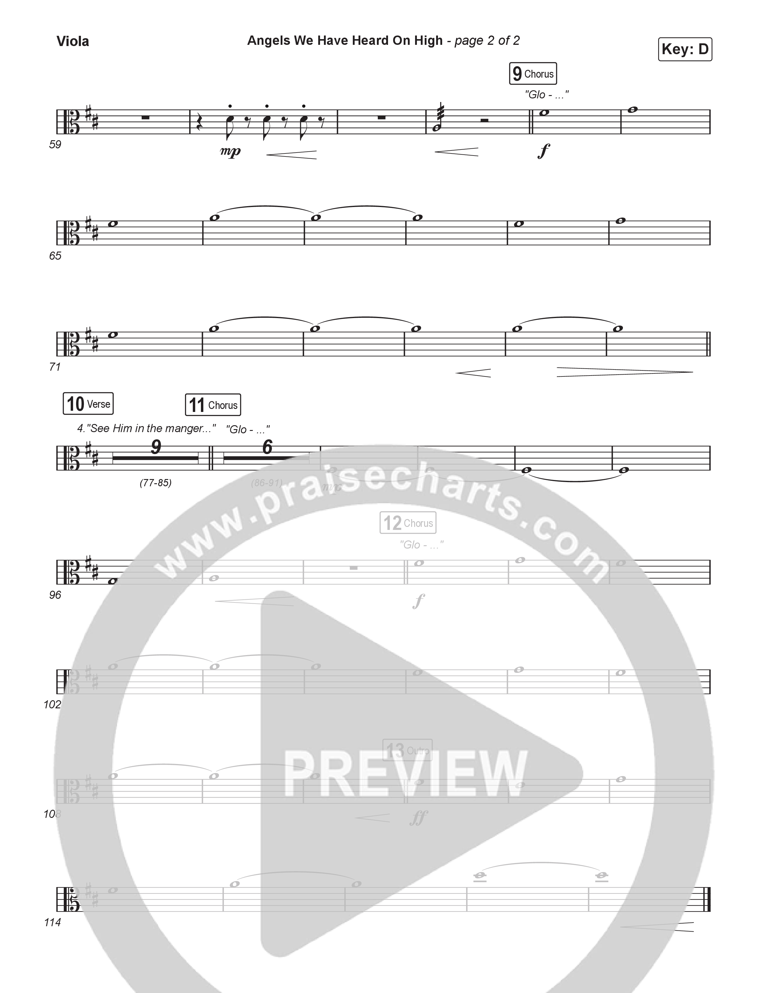 Angels We Have Heard On High (Choral/SATB) Viola (Hannah Kerr / Arr. Travis Cottrell / Orch. Mason Brown)