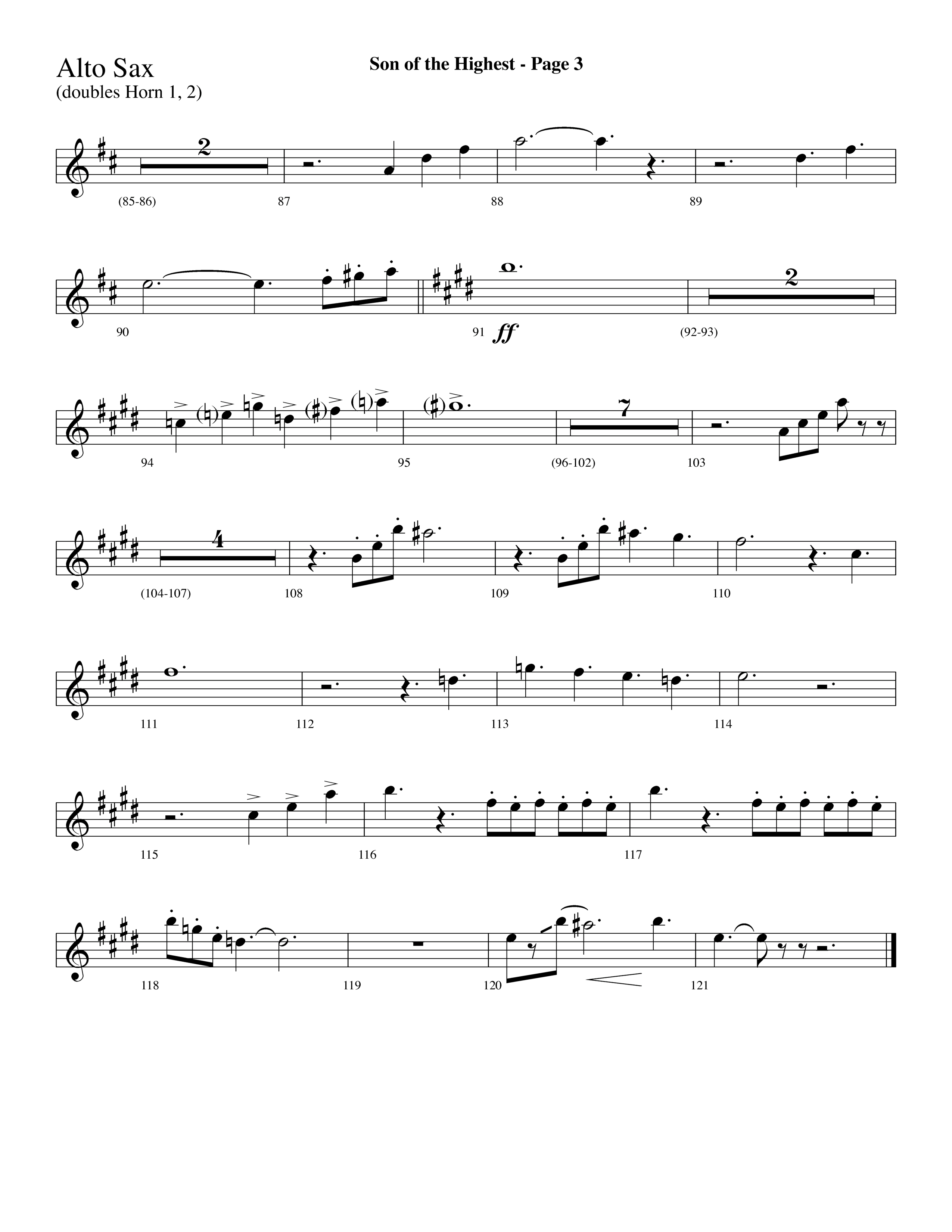 Son Of The Highest (with Righteous And Eternal One, Joyful Joyful We Adore Thee, O Come Let Us Adore (Choral Anthem SATB) Alto Sax (Lifeway Choral / Arr. Dave Williamson)