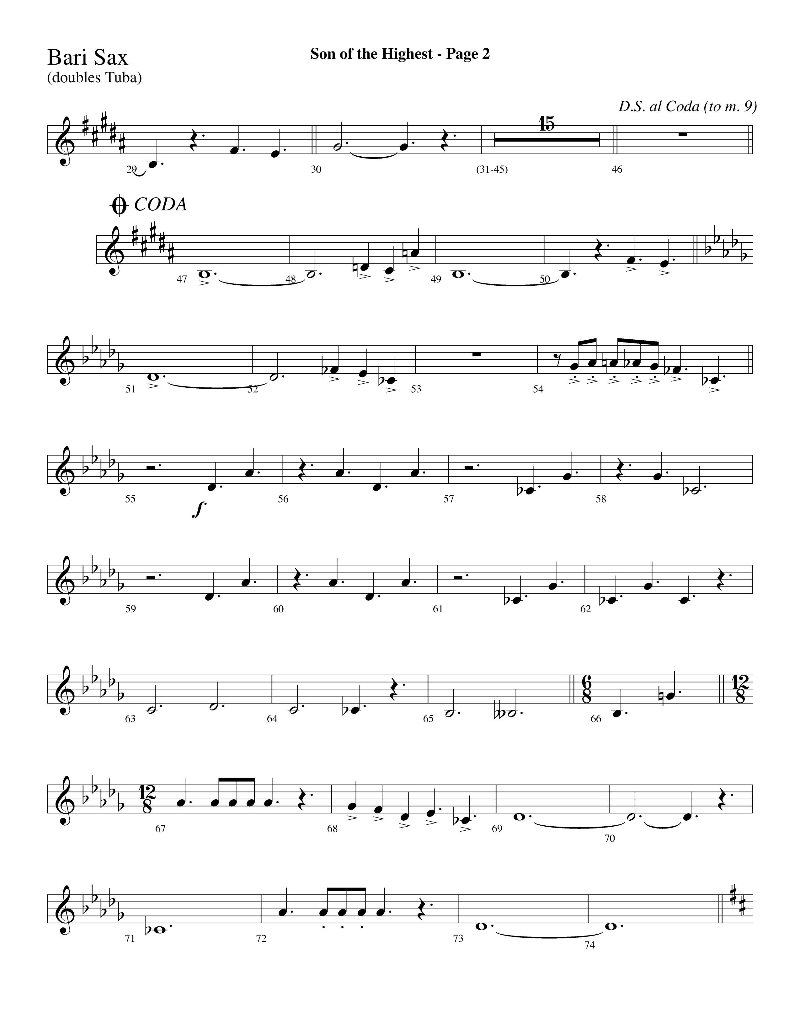 Son Of The Highest (with Righteous And Eternal One, Joyful Joyful We Adore Thee, O Come Let Us Adore (Choral Anthem SATB) Bari Sax (Lifeway Choral / Arr. Dave Williamson)