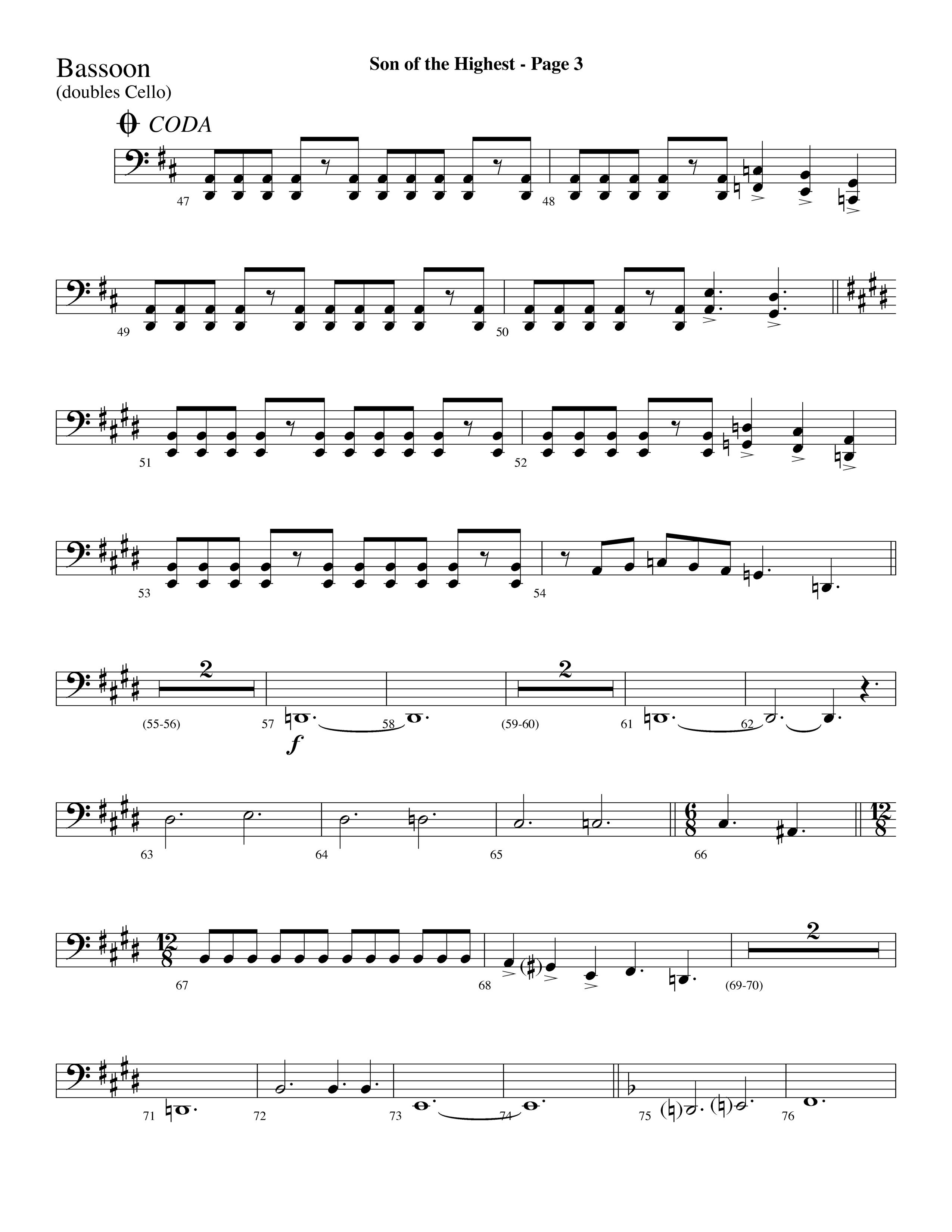 Son Of The Highest (with Righteous And Eternal One, Joyful Joyful We Adore Thee, O Come Let Us Adore (Choral Anthem SATB) Bassoon (Lifeway Choral / Arr. Dave Williamson)