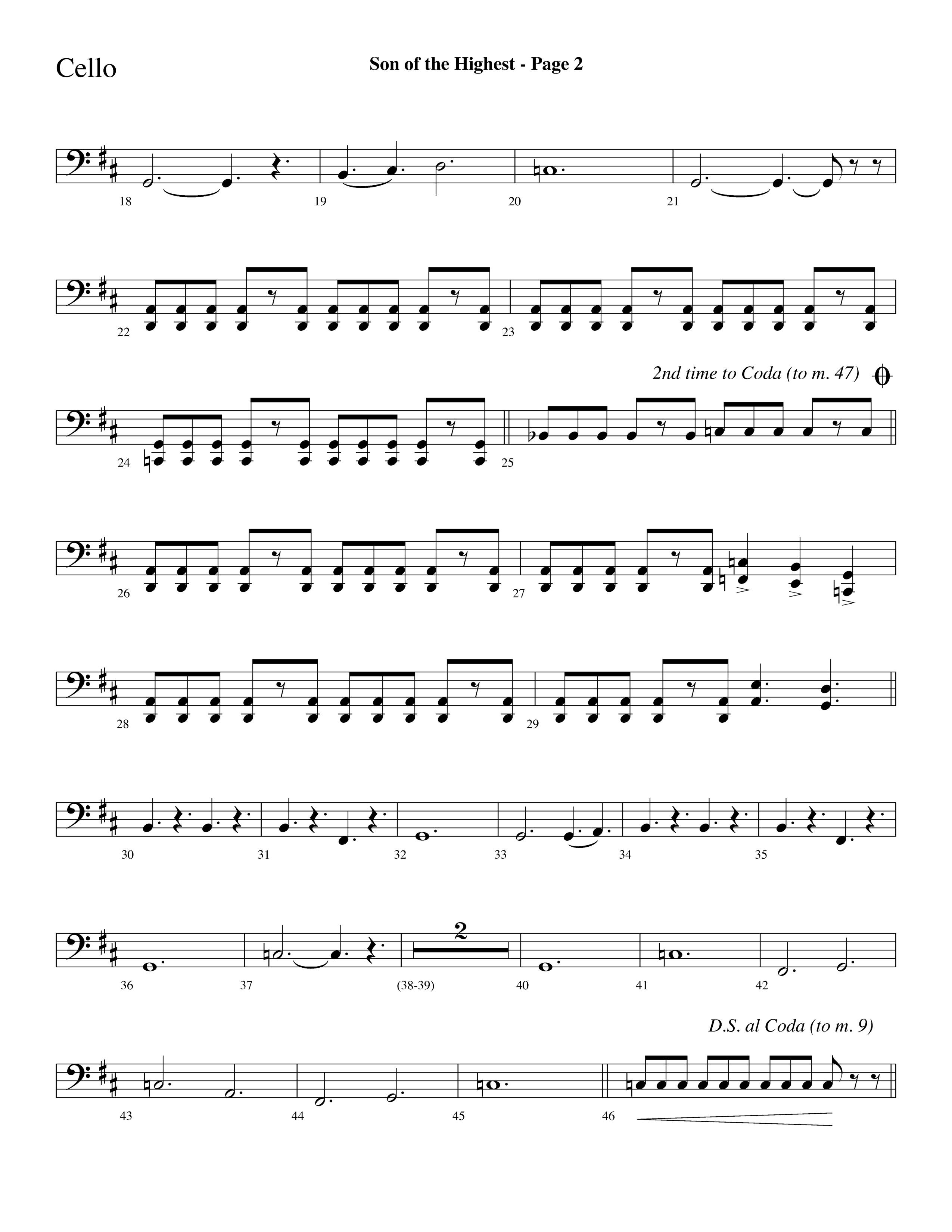 Son Of The Highest (with Righteous And Eternal One, Joyful Joyful We Adore Thee, O Come Let Us Adore (Choral Anthem SATB) Cello (Lifeway Choral / Arr. Dave Williamson)