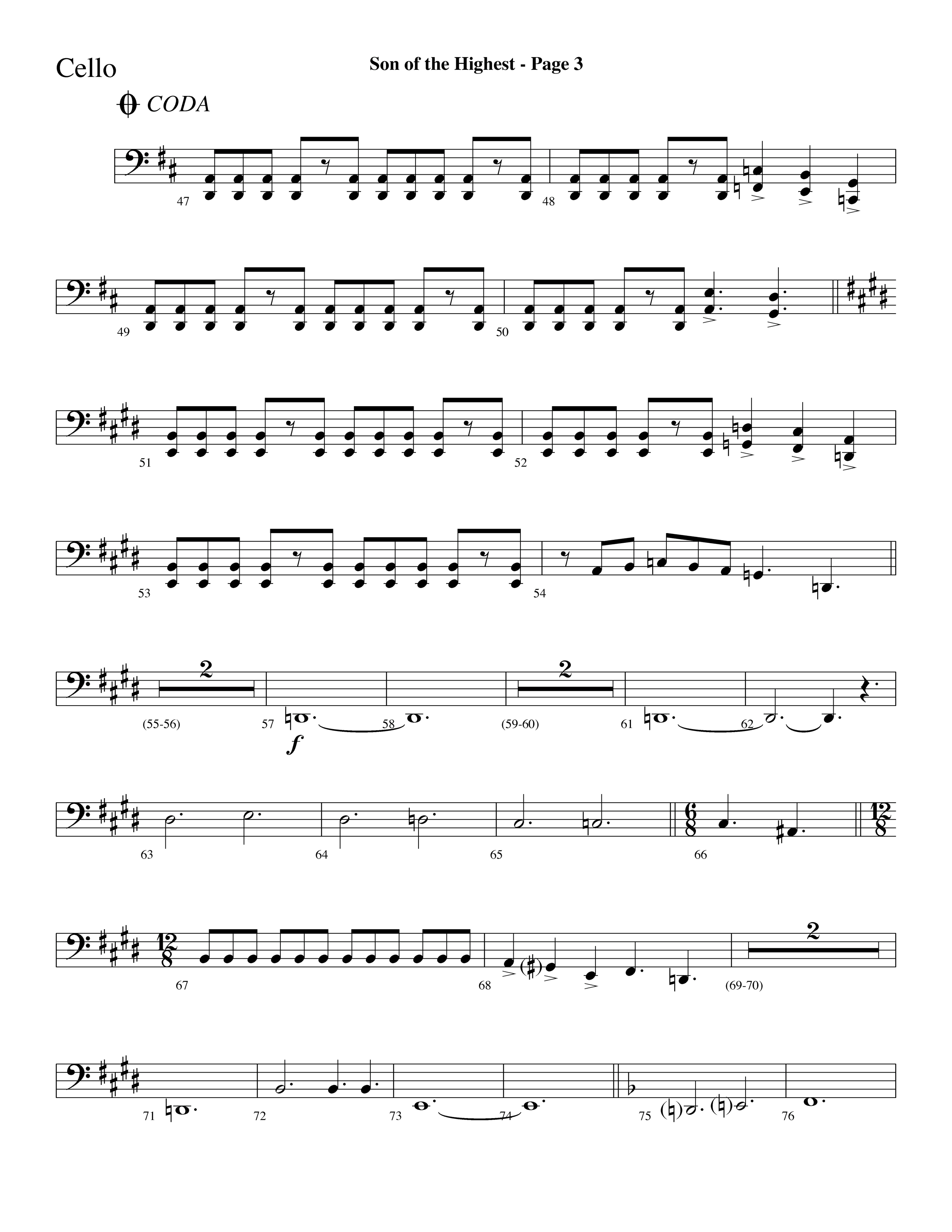 Son Of The Highest (with Righteous And Eternal One, Joyful Joyful We Adore Thee, O Come Let Us Adore (Choral Anthem SATB) Cello (Lifeway Choral / Arr. Dave Williamson)