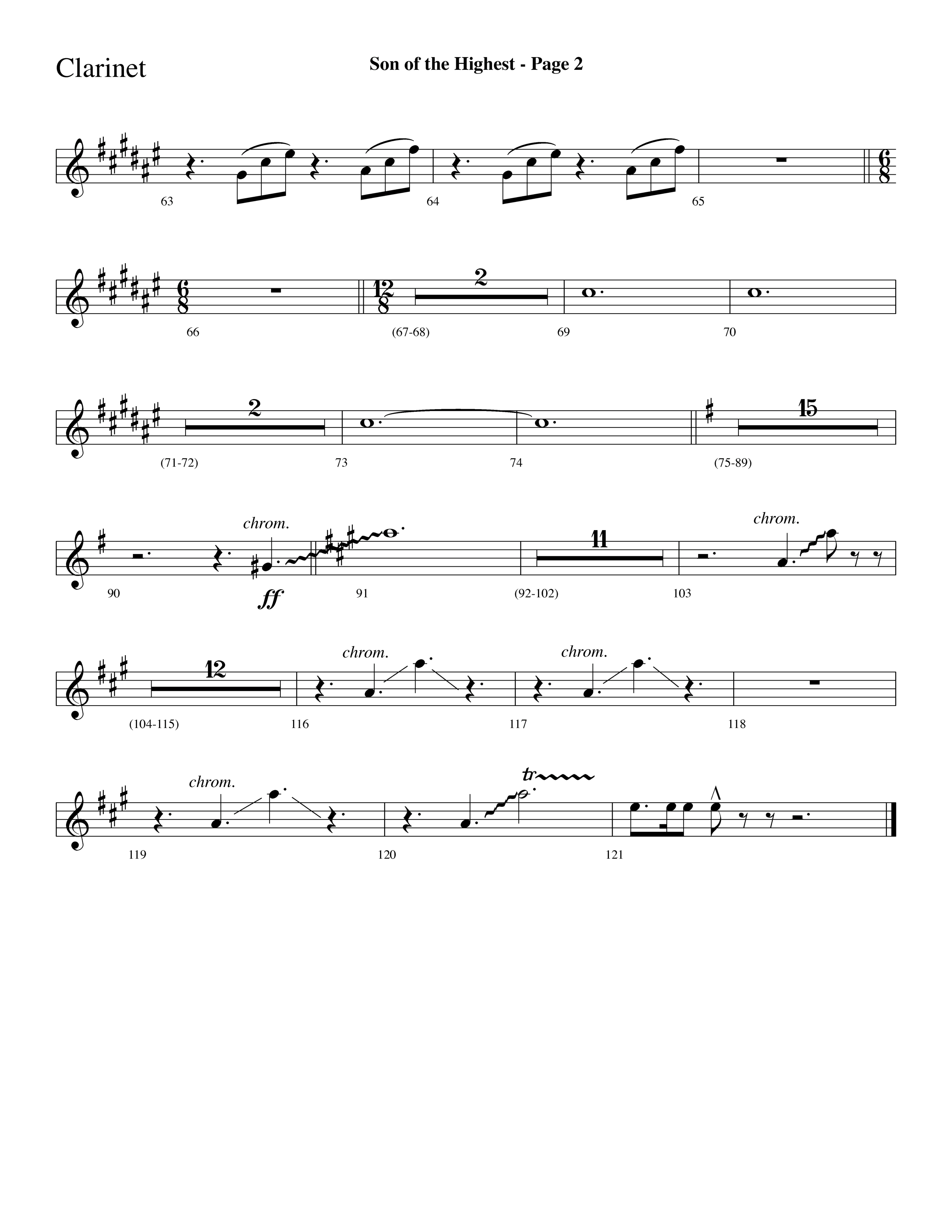 Son Of The Highest (with Righteous And Eternal One, Joyful Joyful We Adore Thee, O Come Let Us Adore (Choral Anthem SATB) Clarinet 1/2 (Lifeway Choral / Arr. Dave Williamson)