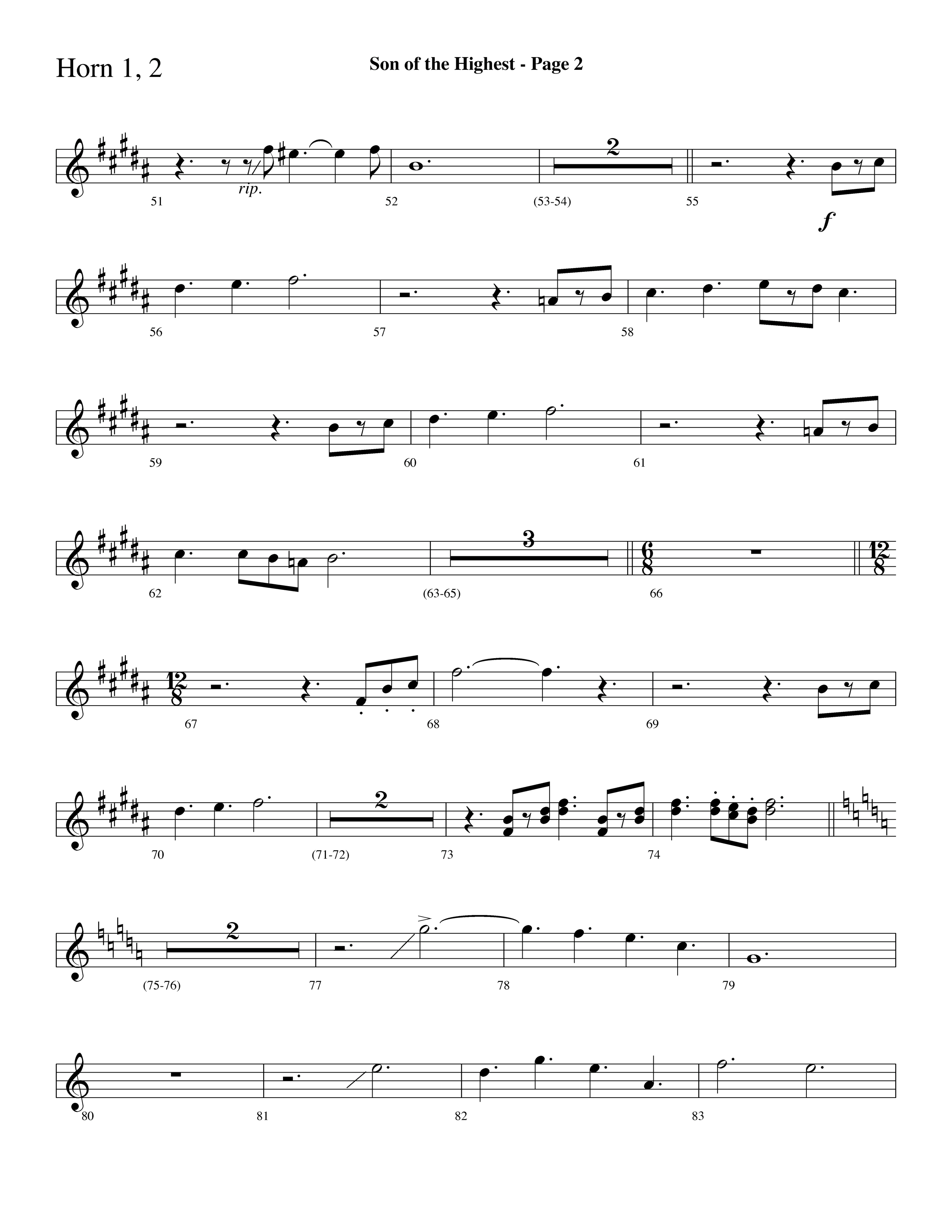 Son Of The Highest (with Righteous And Eternal One, Joyful Joyful We Adore Thee, O Come Let Us Adore (Choral Anthem SATB) French Horn 1/2 (Lifeway Choral / Arr. Dave Williamson)