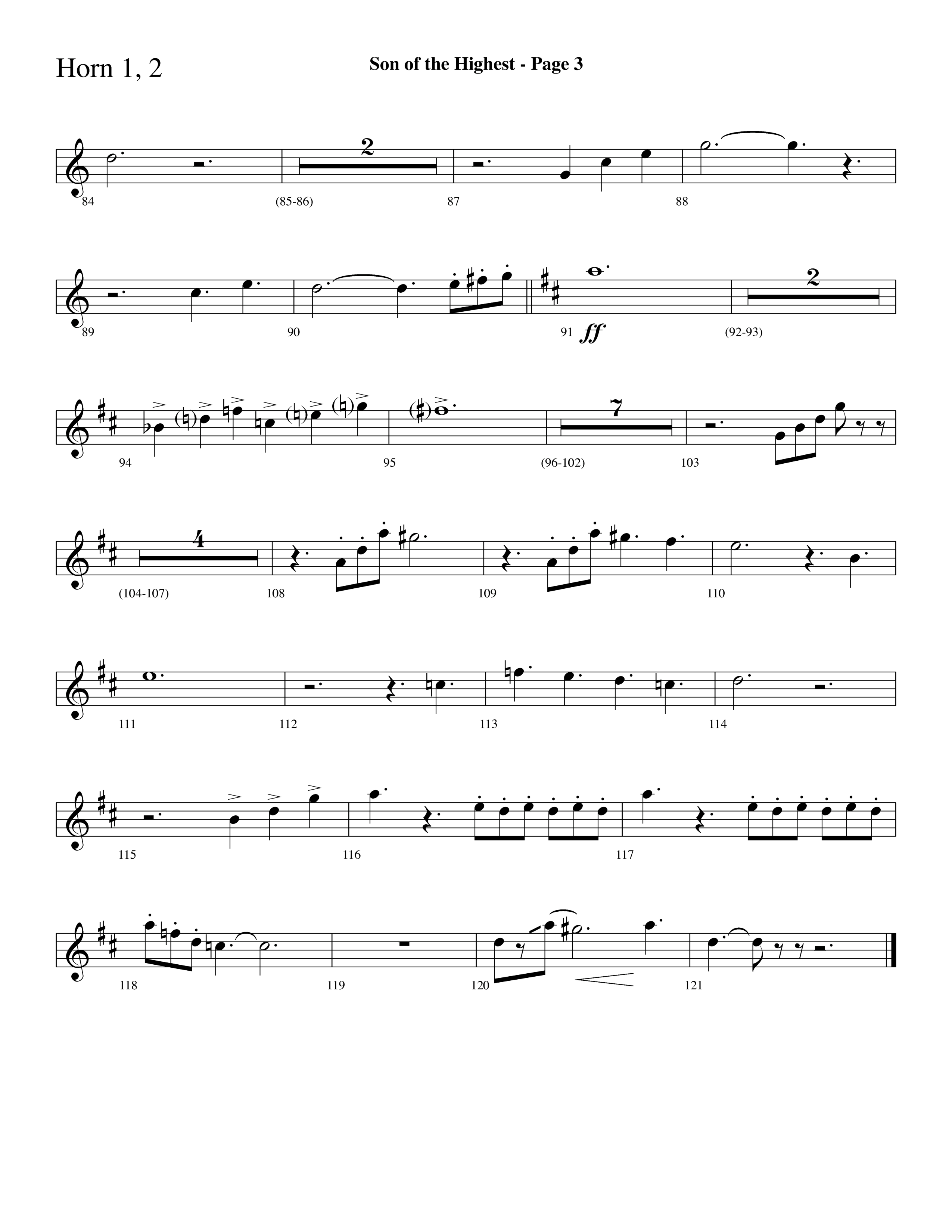 Son Of The Highest (with Righteous And Eternal One, Joyful Joyful We Adore Thee, O Come Let Us Adore (Choral Anthem SATB) French Horn 1/2 (Lifeway Choral / Arr. Dave Williamson)
